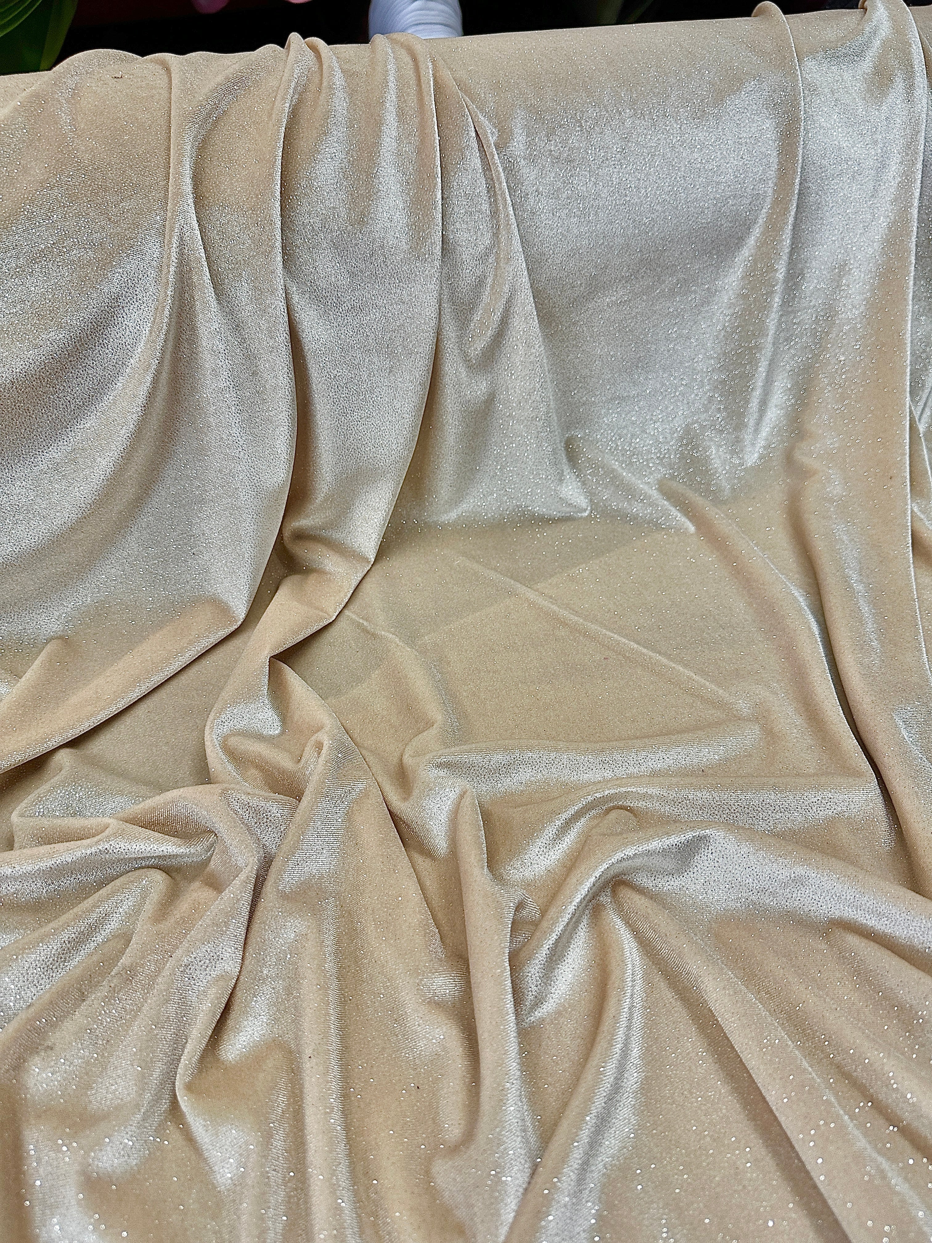 Champagne Shimmery Stretch Velvet - Image 5
