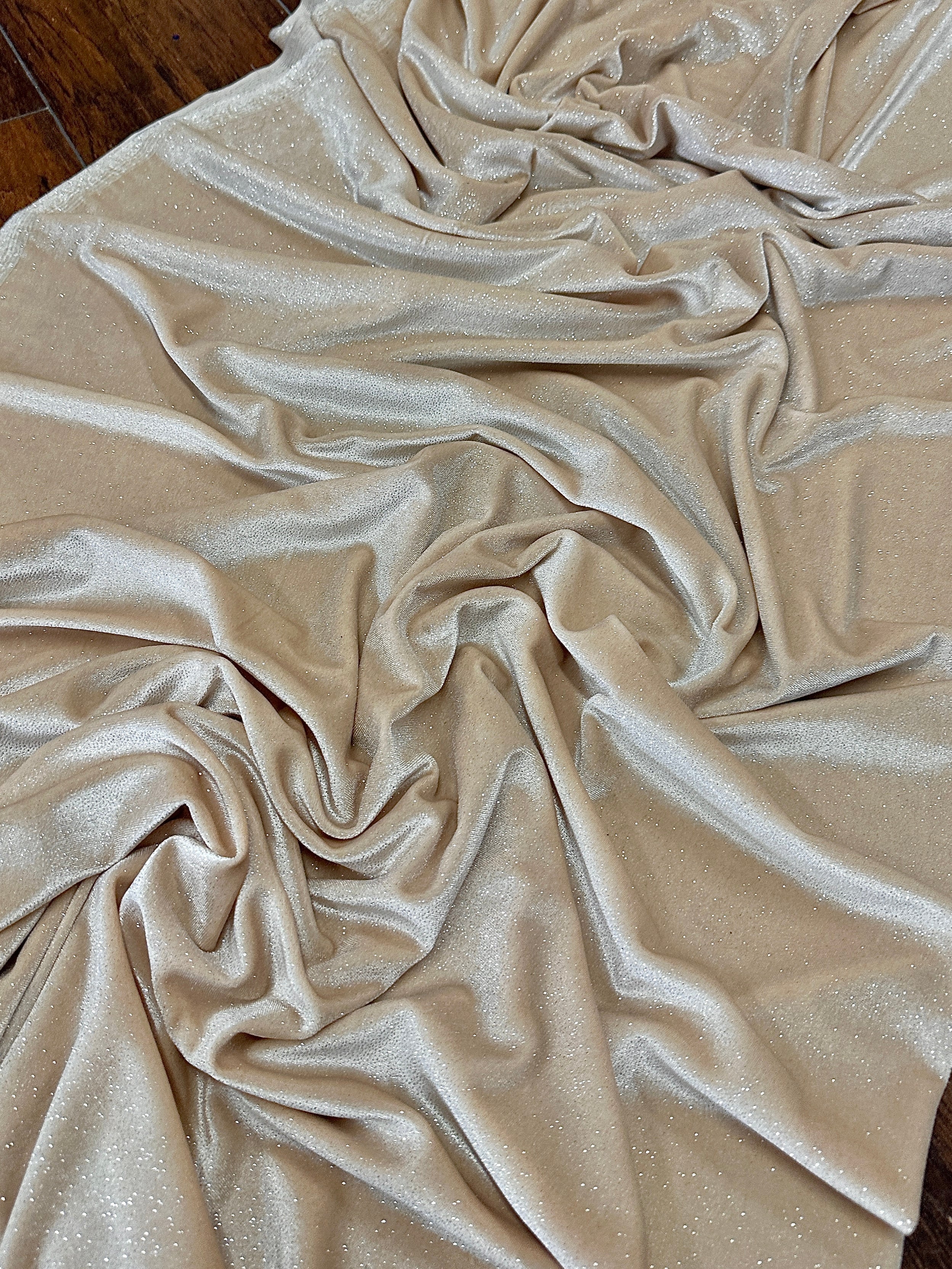 Champagne Shimmery Stretch Velvet - Image 7