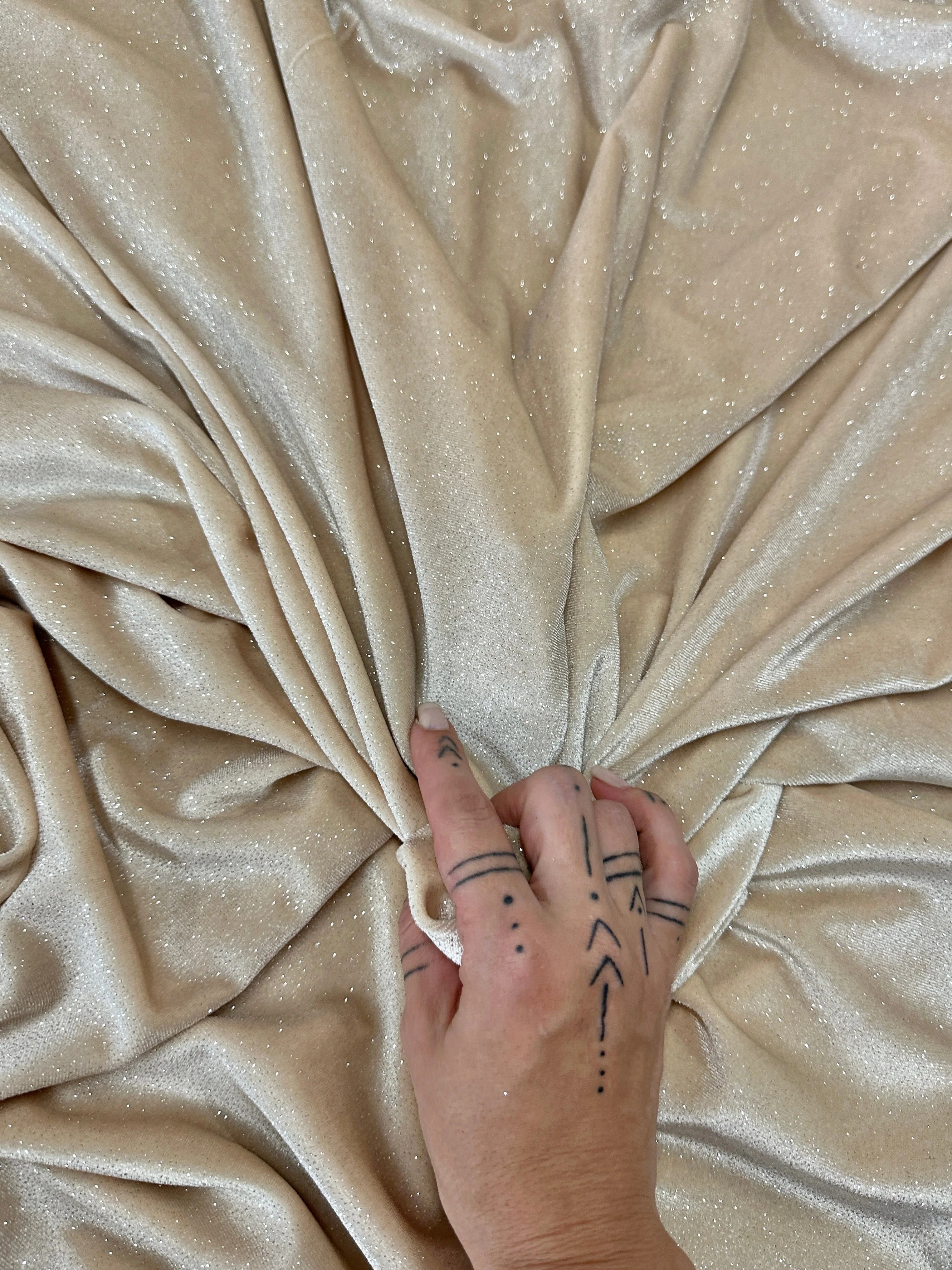 Champagne Shimmery Stretch Velvet - Image 8