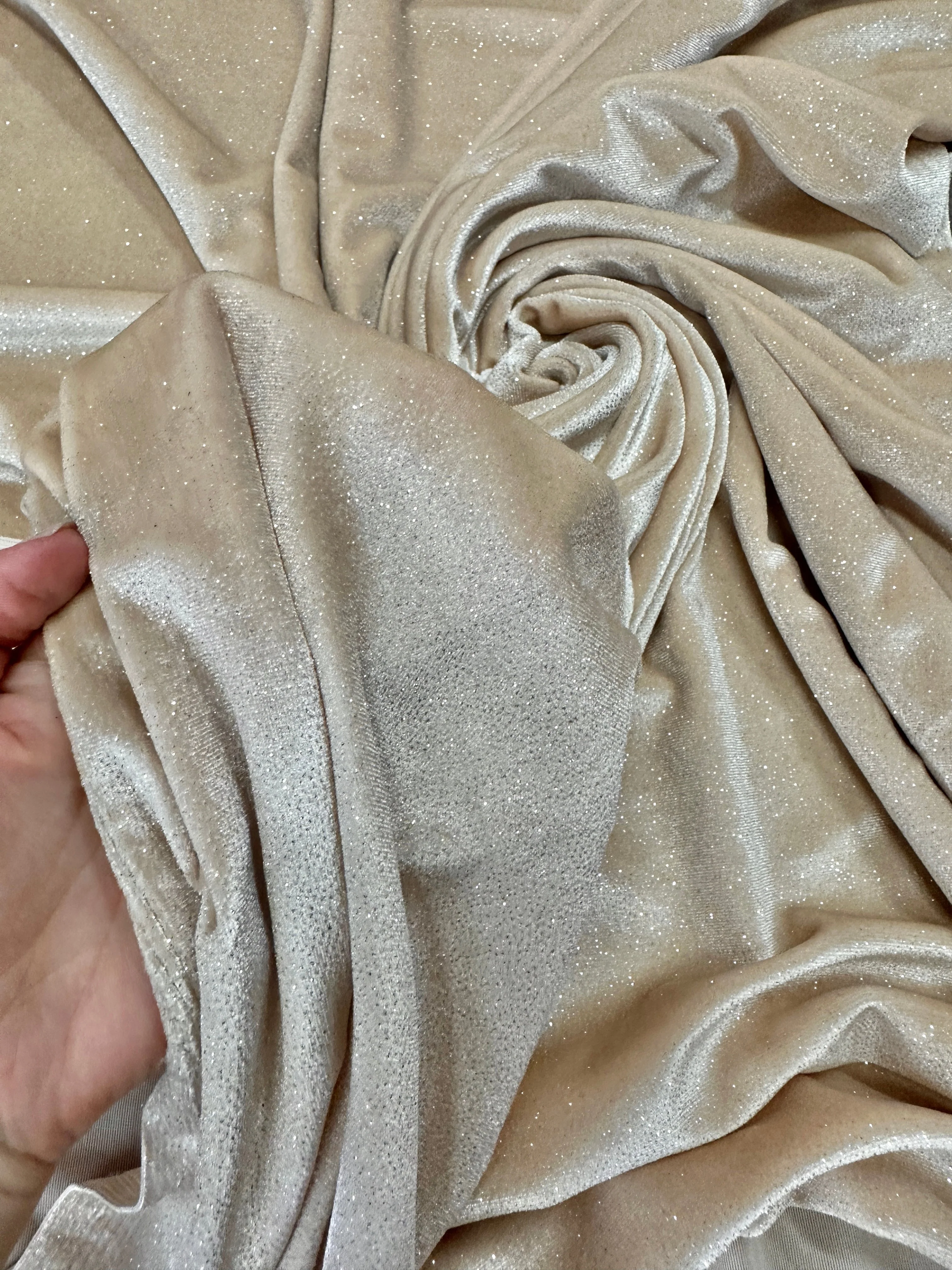 Champagne Shimmery Stretch Velvet - Image 9