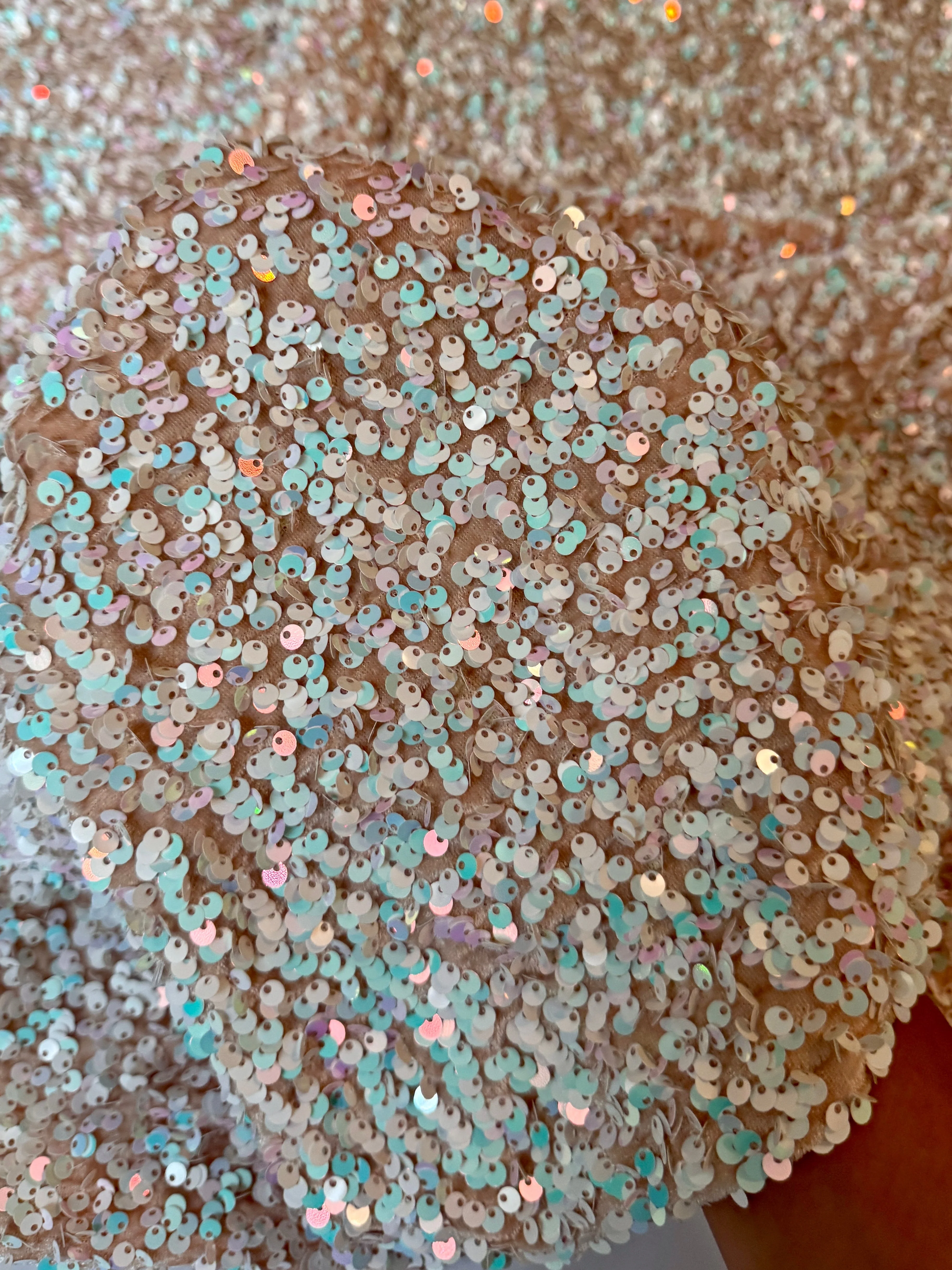 Champagne Iridescent Sequin on Velvet (Exclusive Color) - Image 4