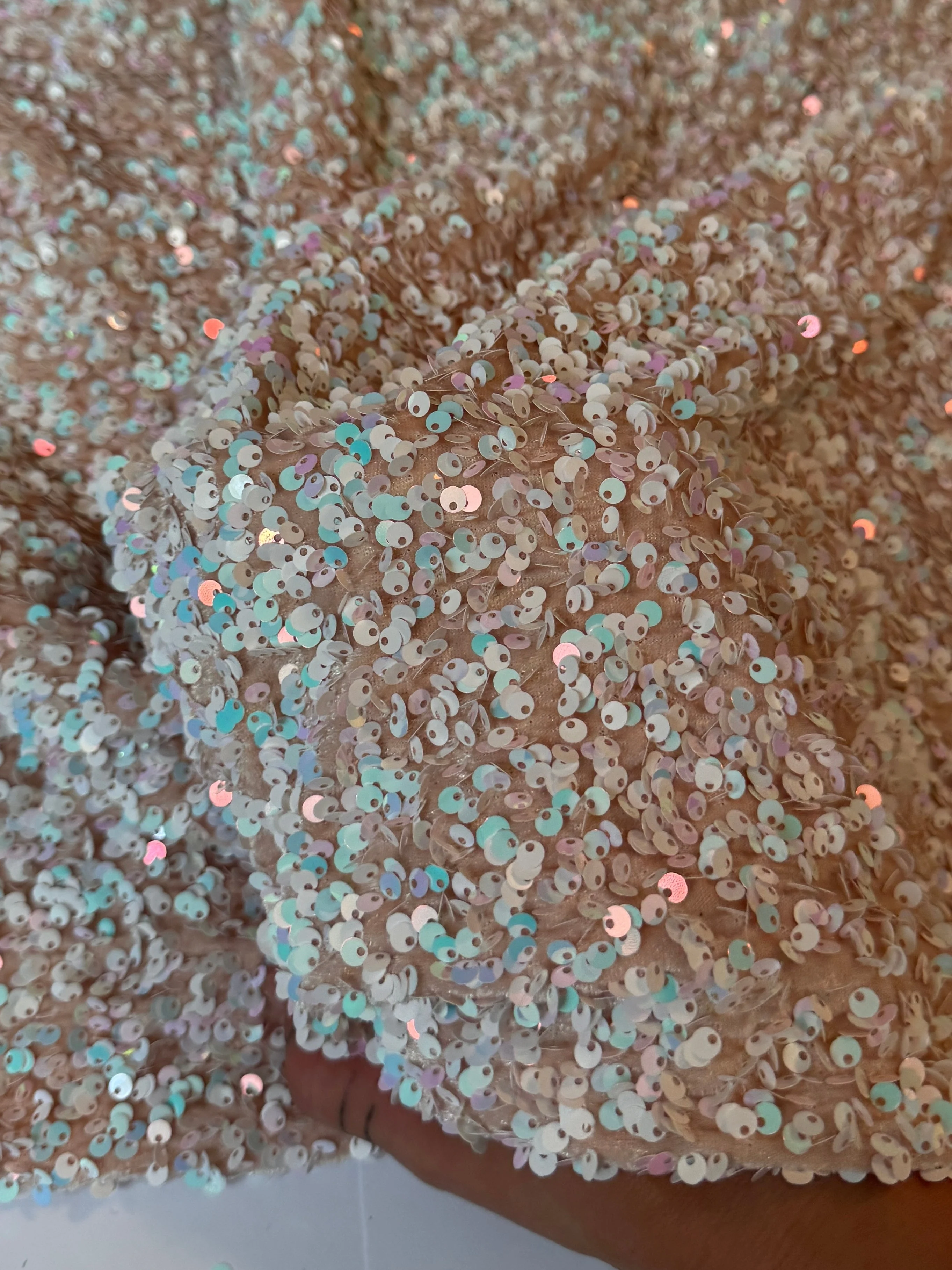 Champagne Iridescent Sequin on Velvet (Exclusive Color) - Image 5