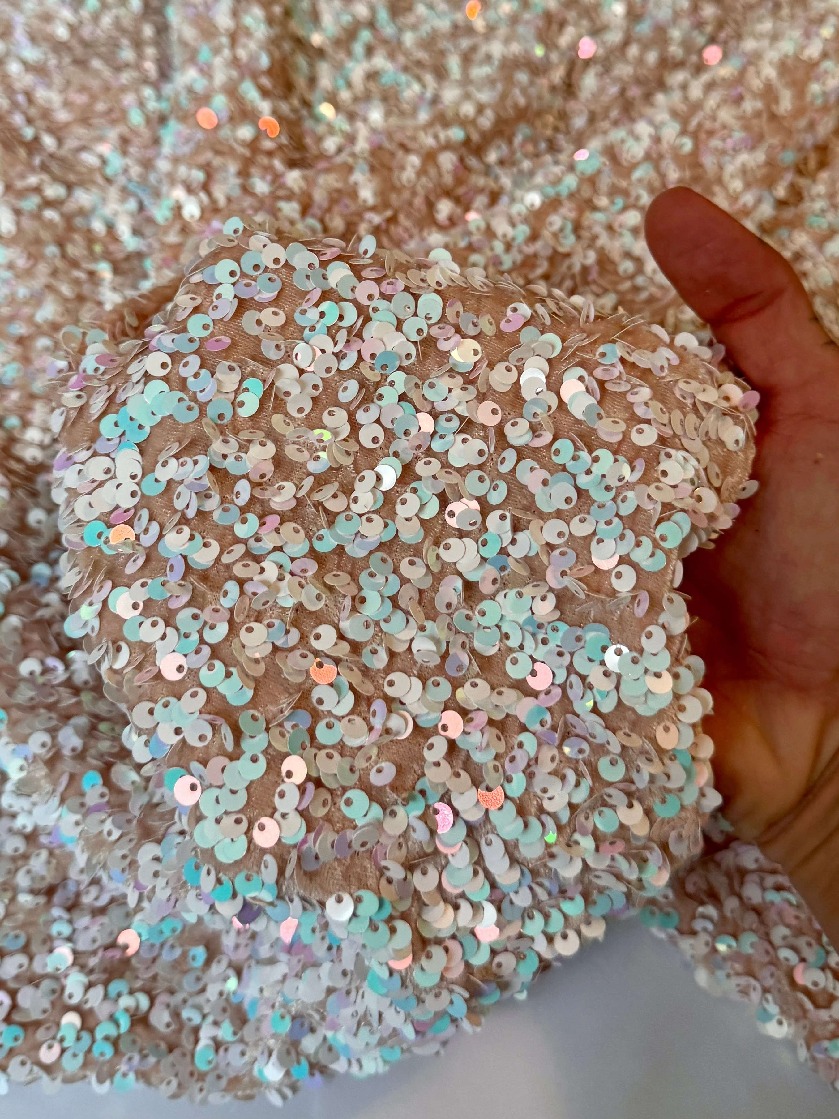 Champagne Iridescent Sequin on Velvet (Exclusive Color) - Image 6