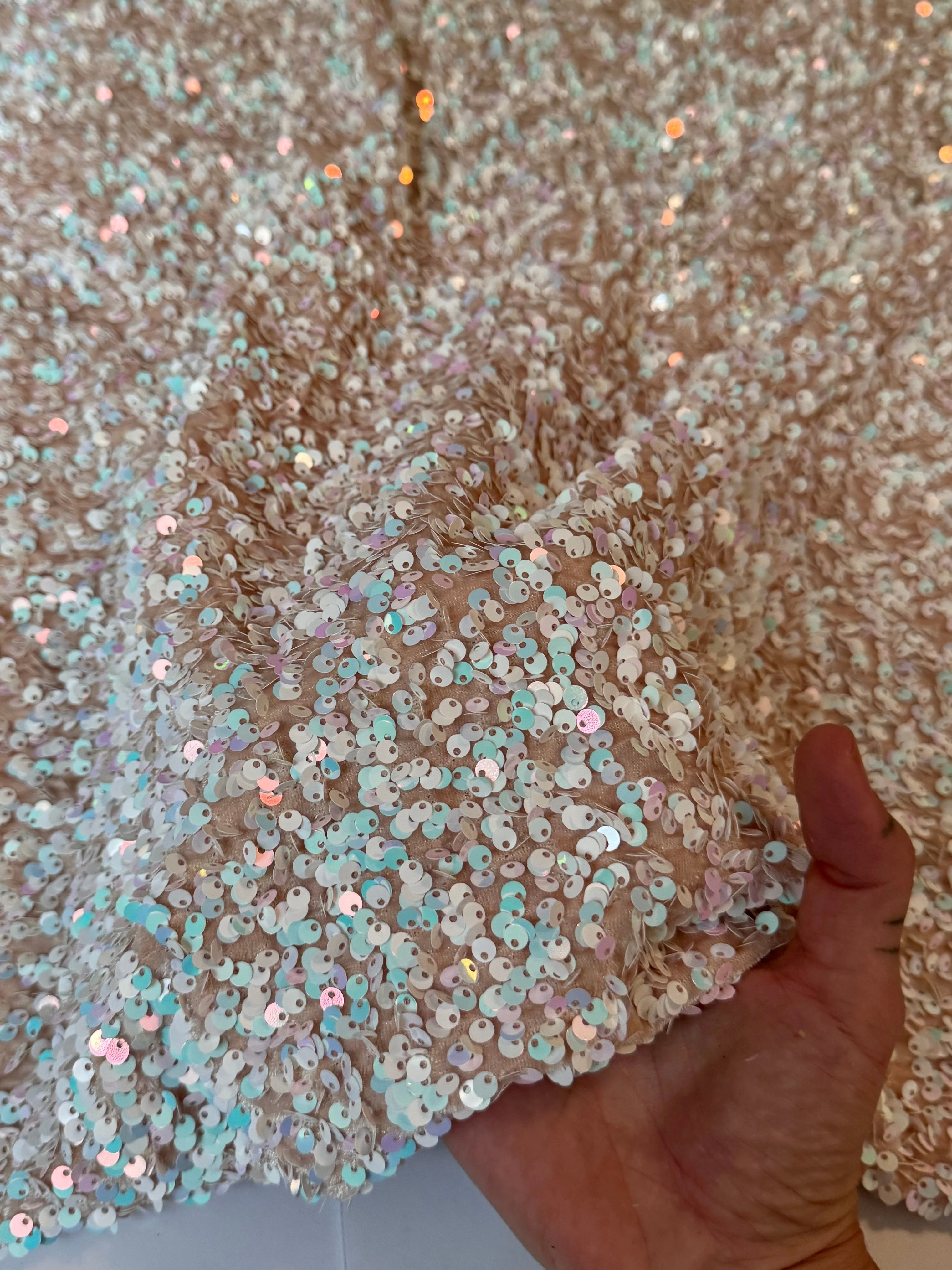 Champagne Iridescent Sequin on Velvet (Exclusive Color) - Image 7