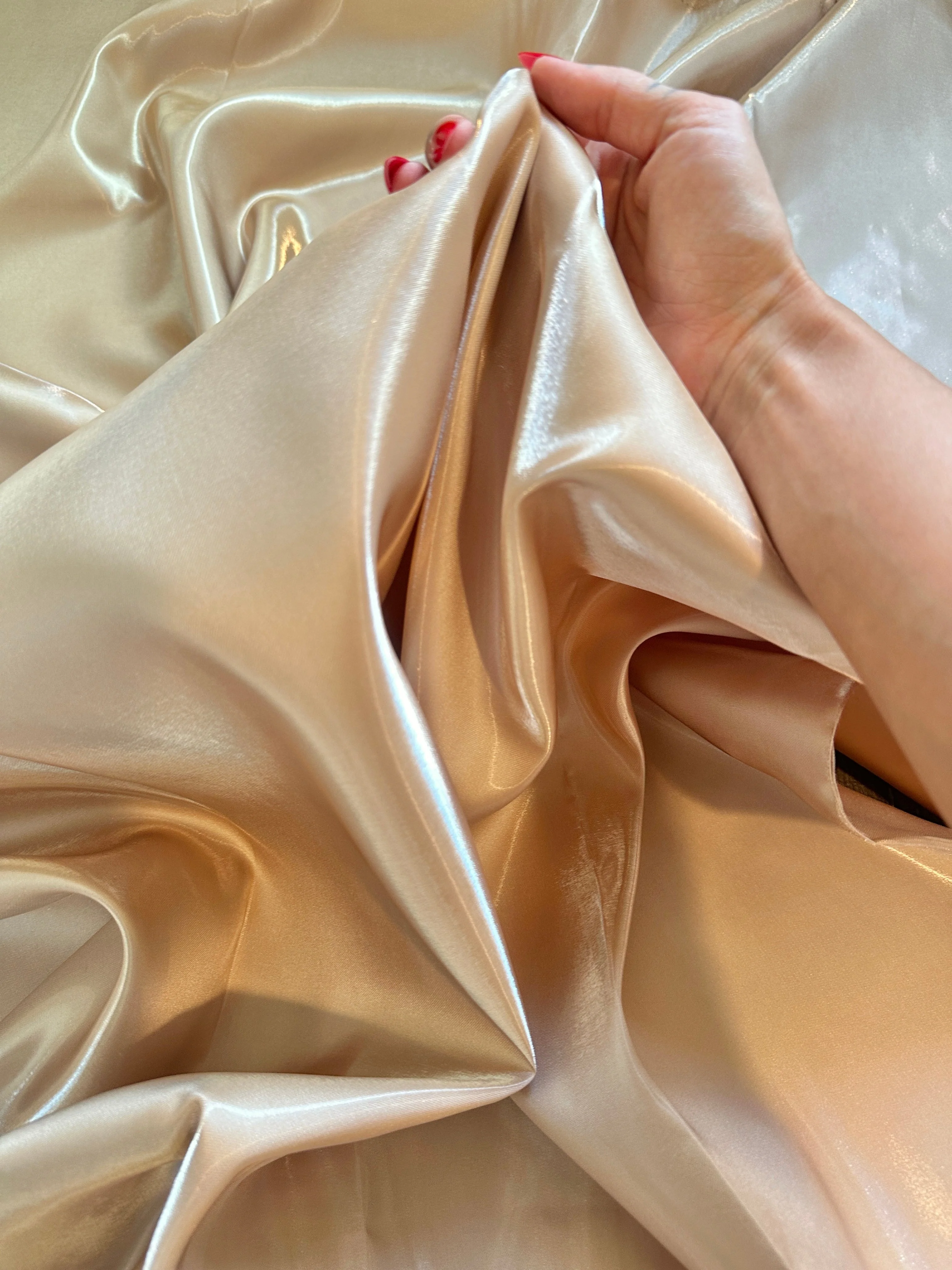 Champagne Liquid Bridal Satin - Image 10
