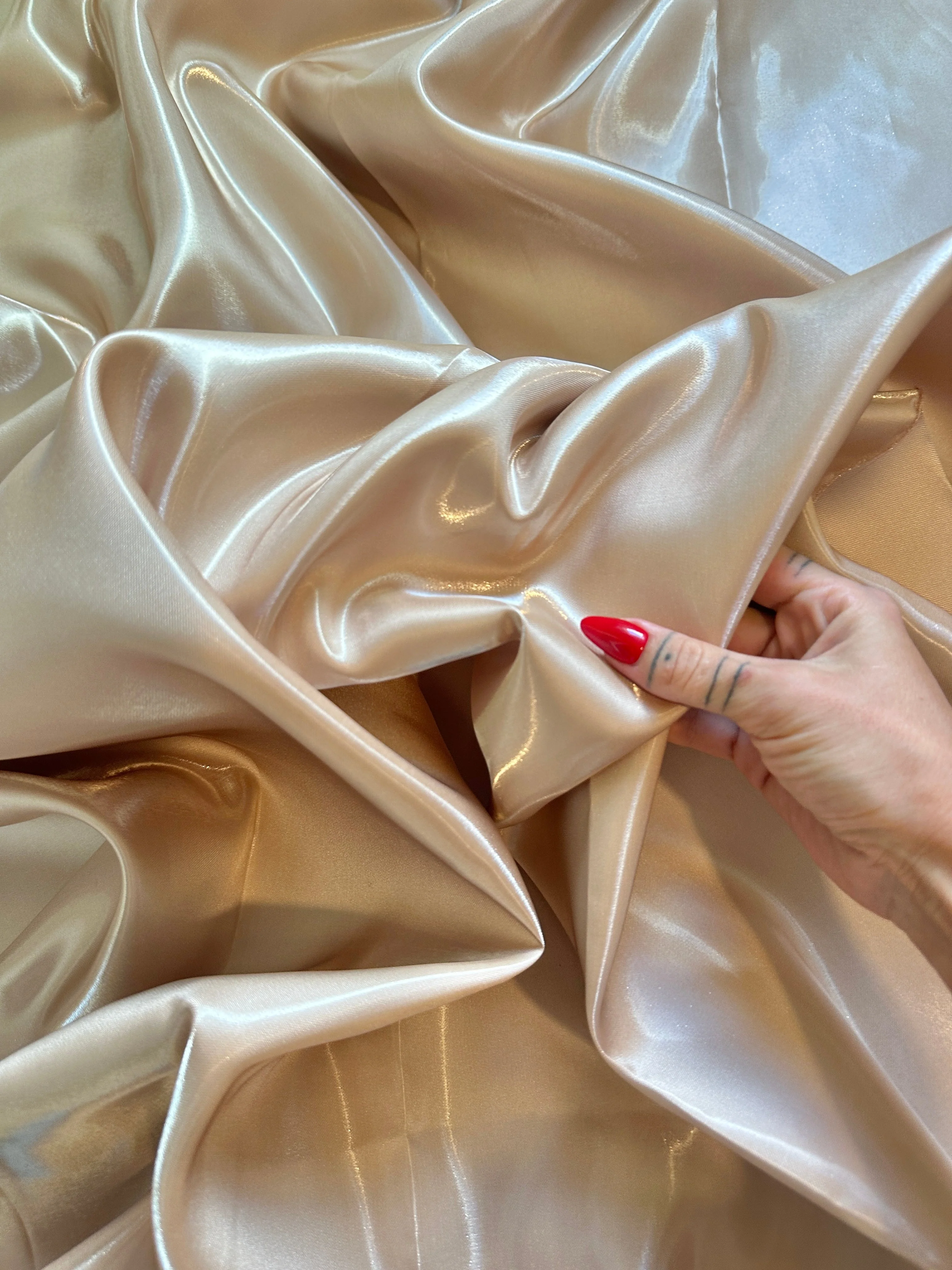 Champagne Liquid Bridal Satin - Image 9