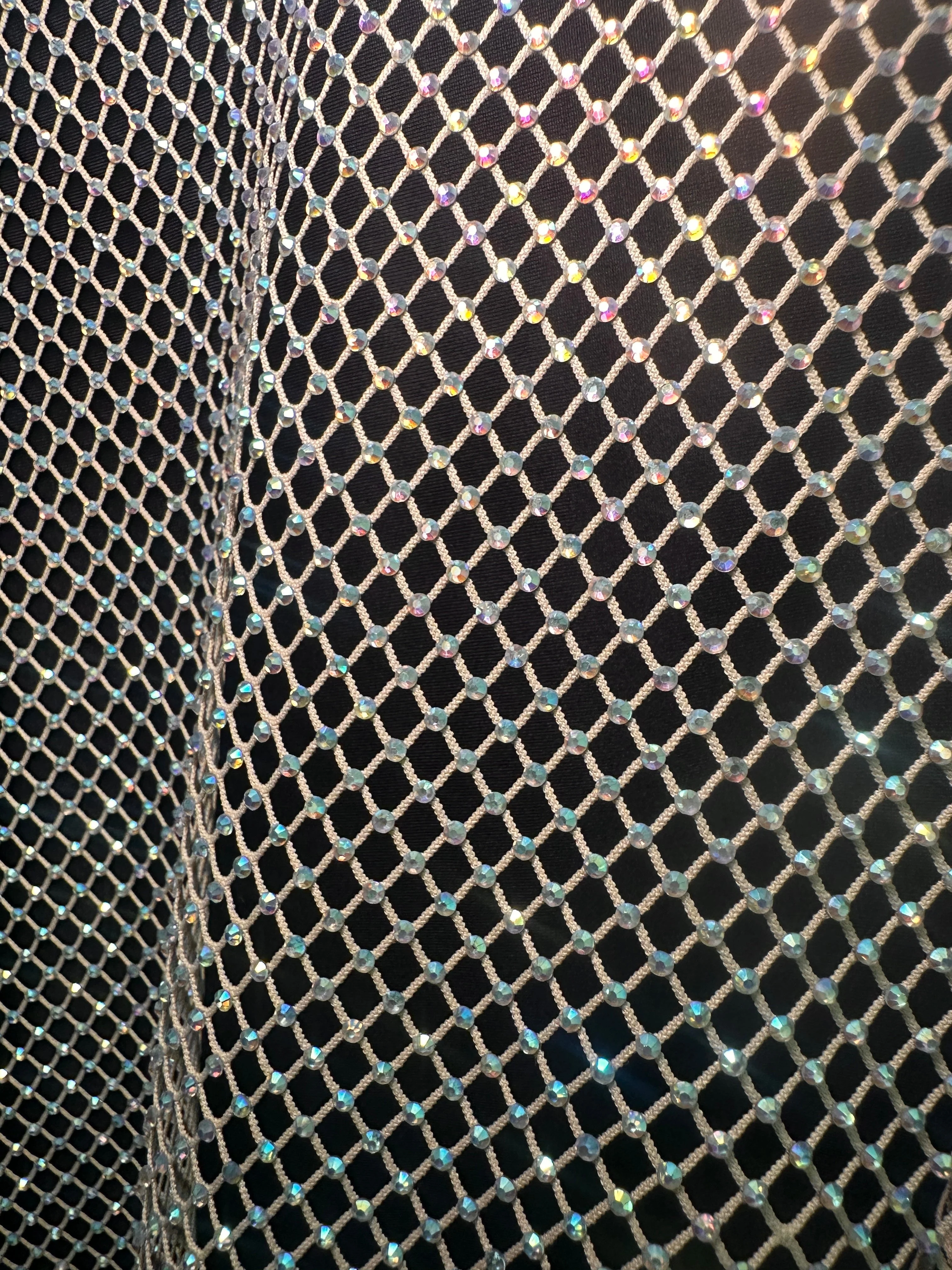 Champagne Rhinestone Diamond Fishnet Mesh - Image 2