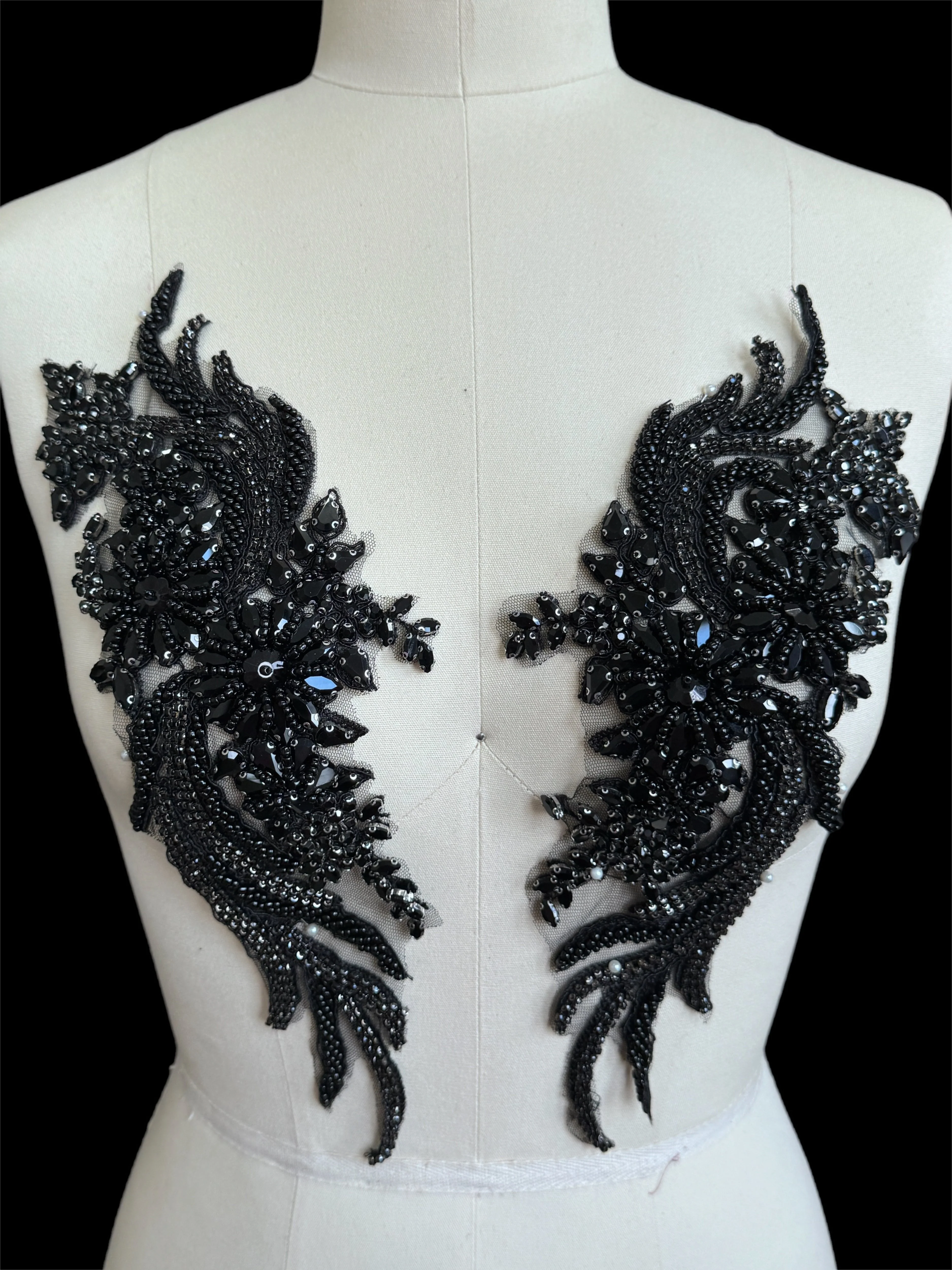 Cherise Black Rhinestones Applique - Image 2