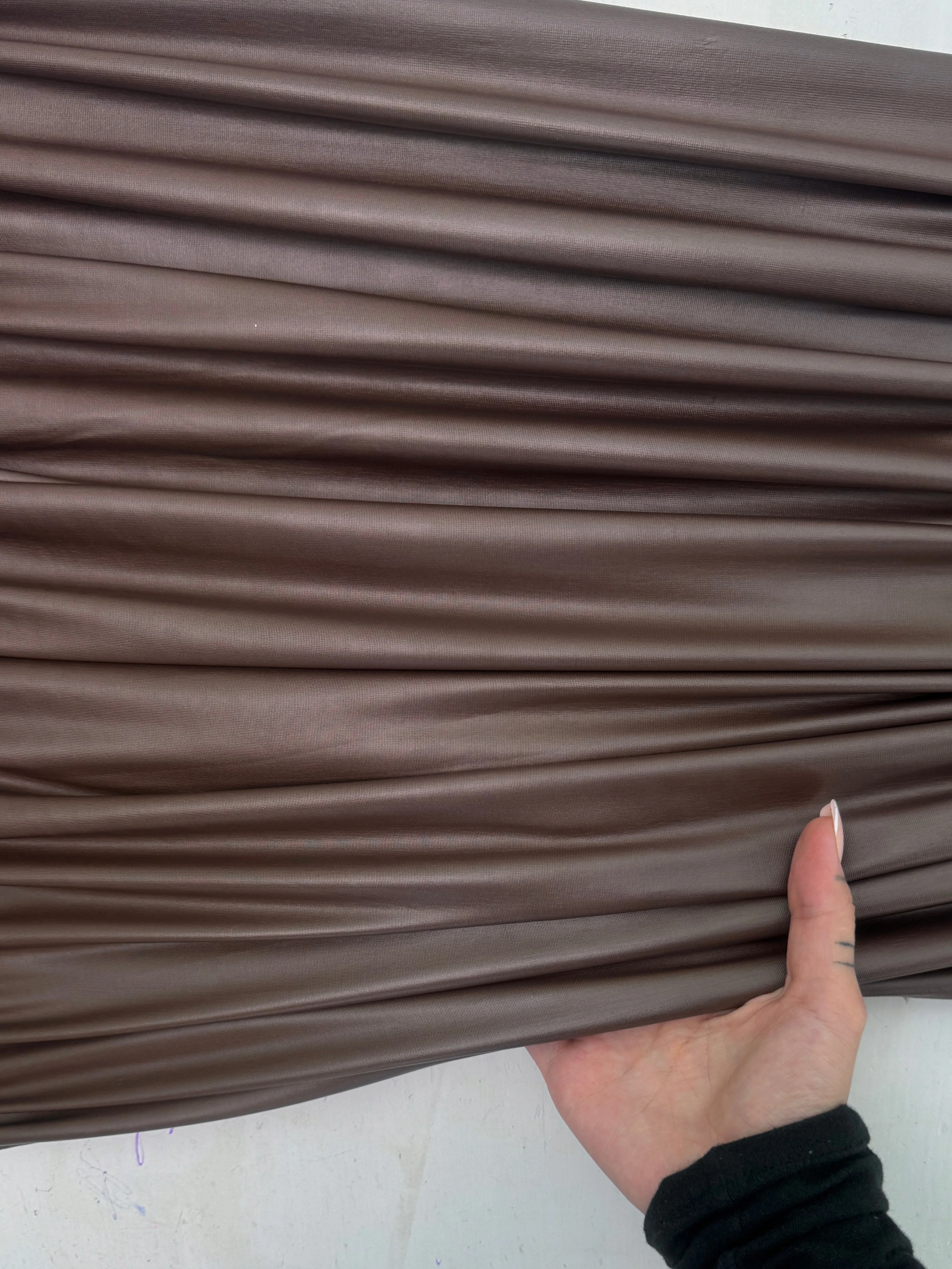 Chocolate Brown 4 Way Stretch Faux Leather - Image 6