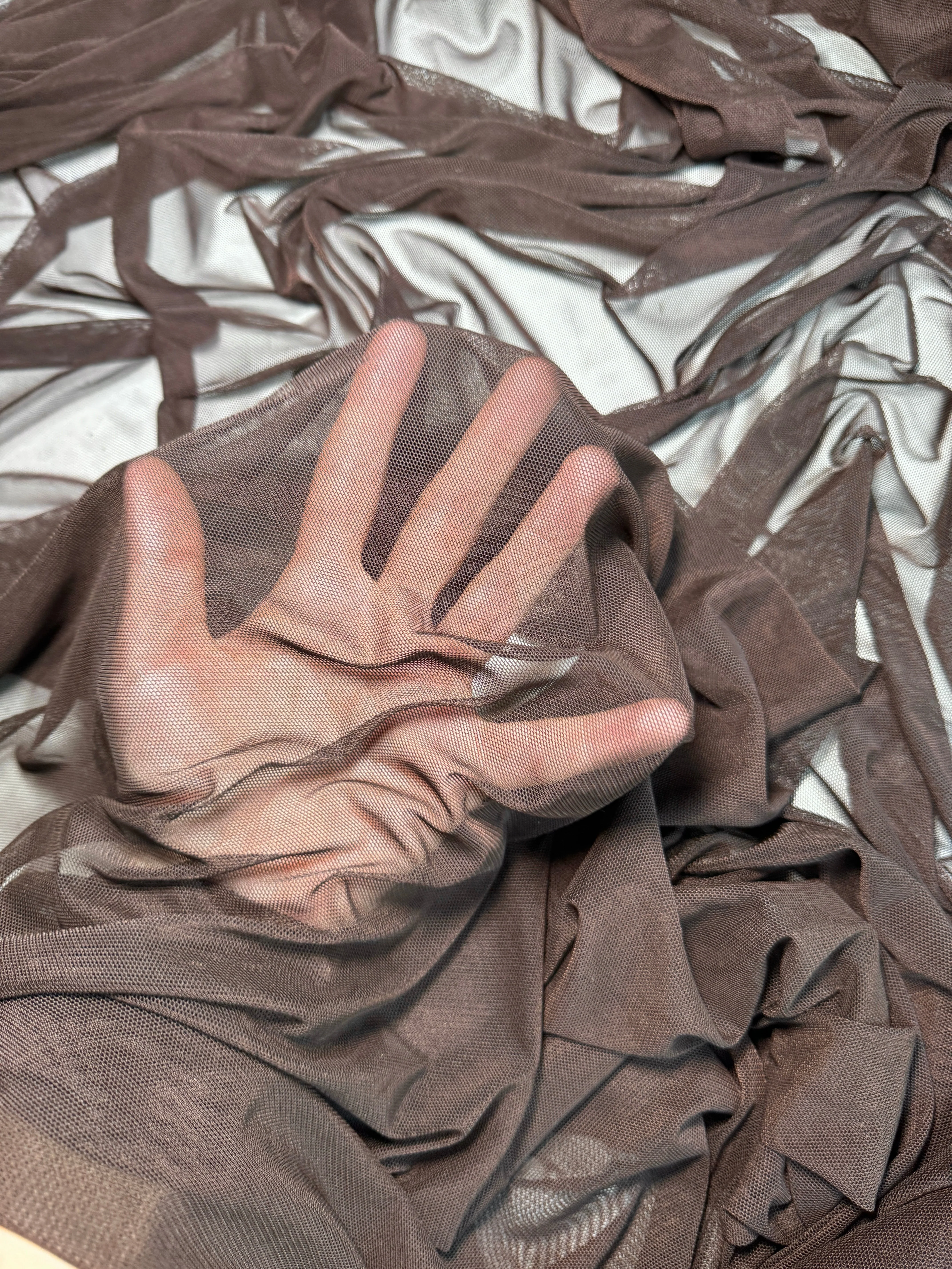 Chocolate Brown 4 Way Stretch Power Mesh - Image 10