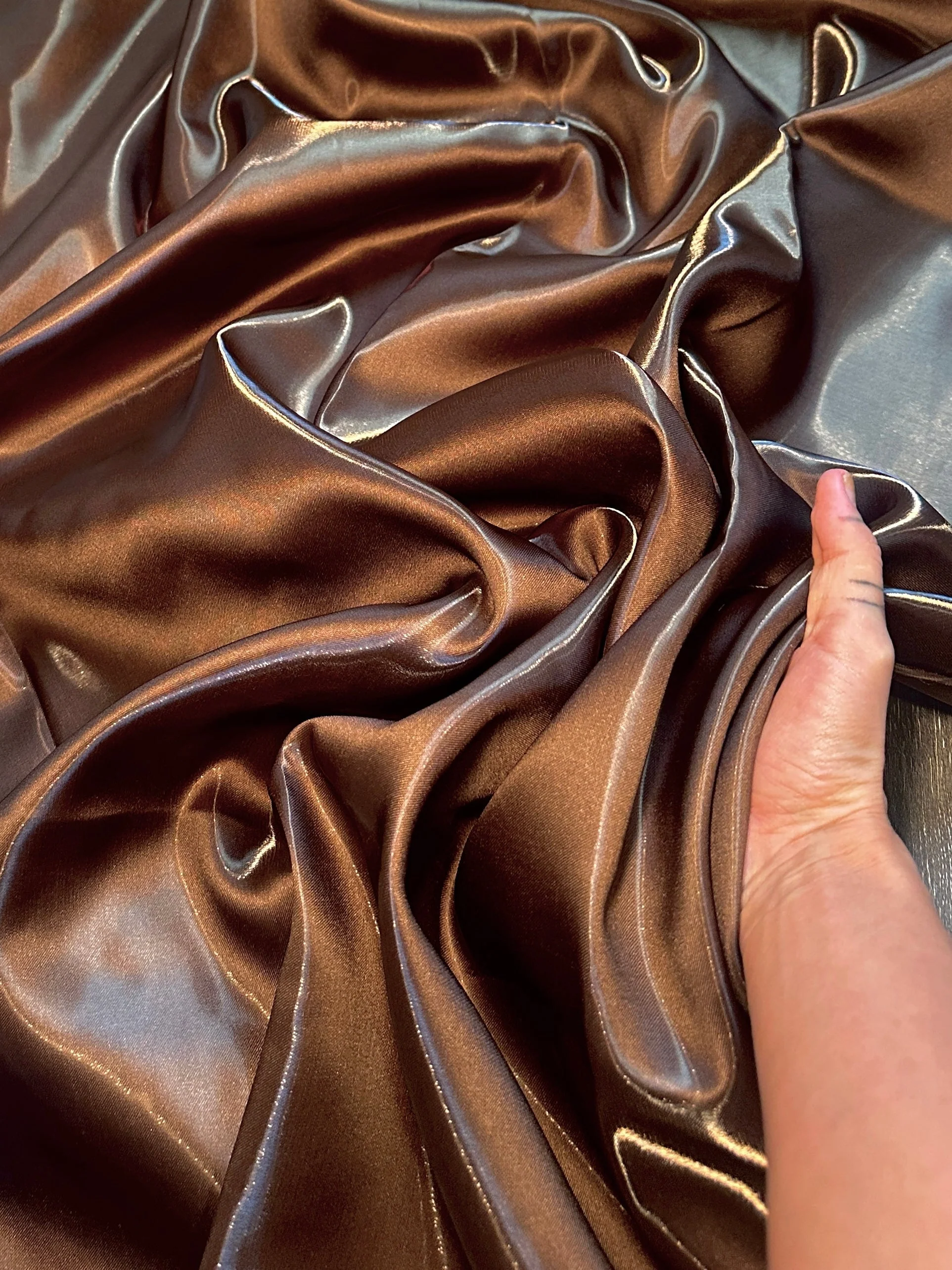 Chocolate Brown Liquid Bridal Satin - Image 3