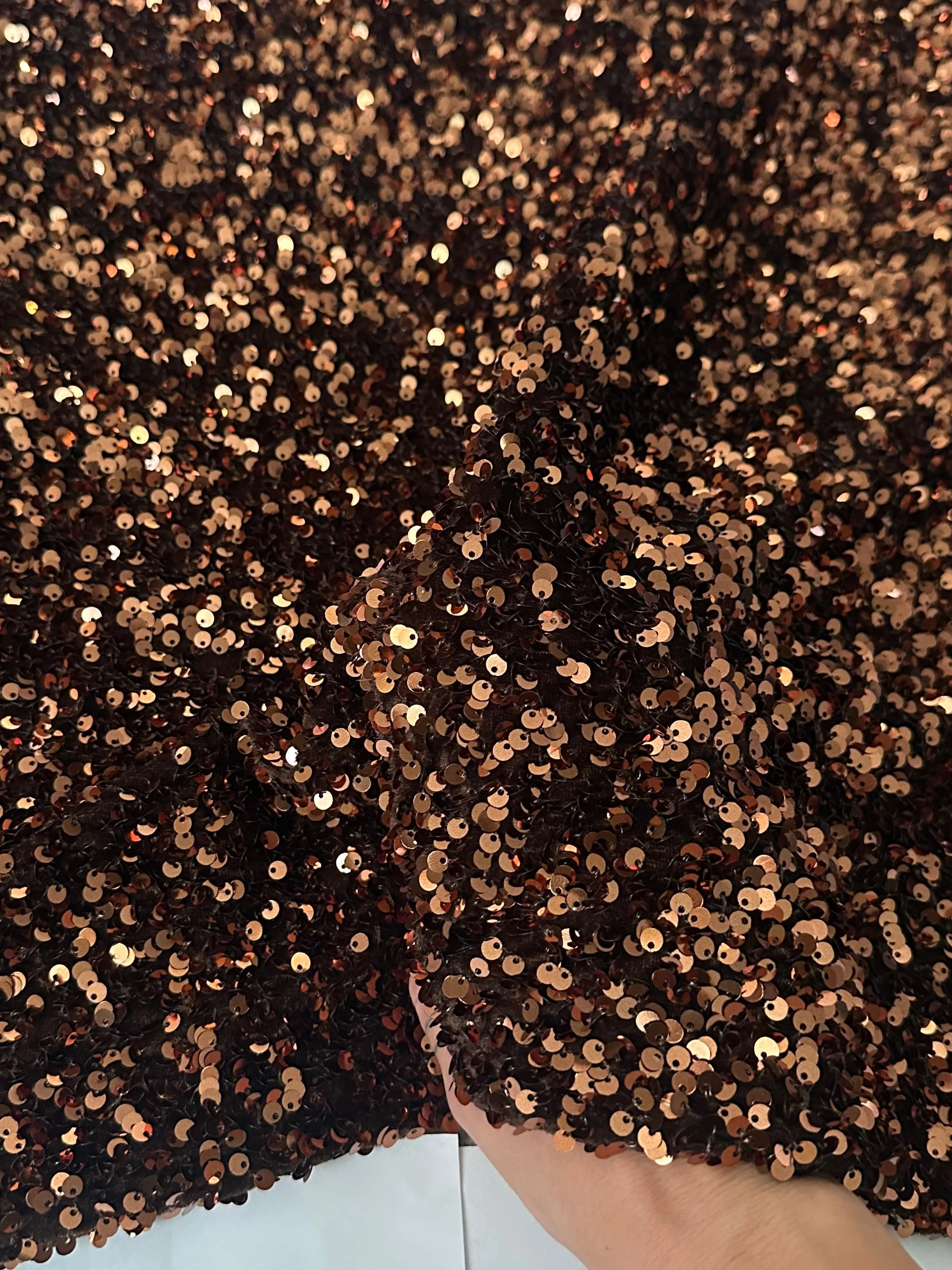Chocolate Brown Sequin on Velvet - Image 2