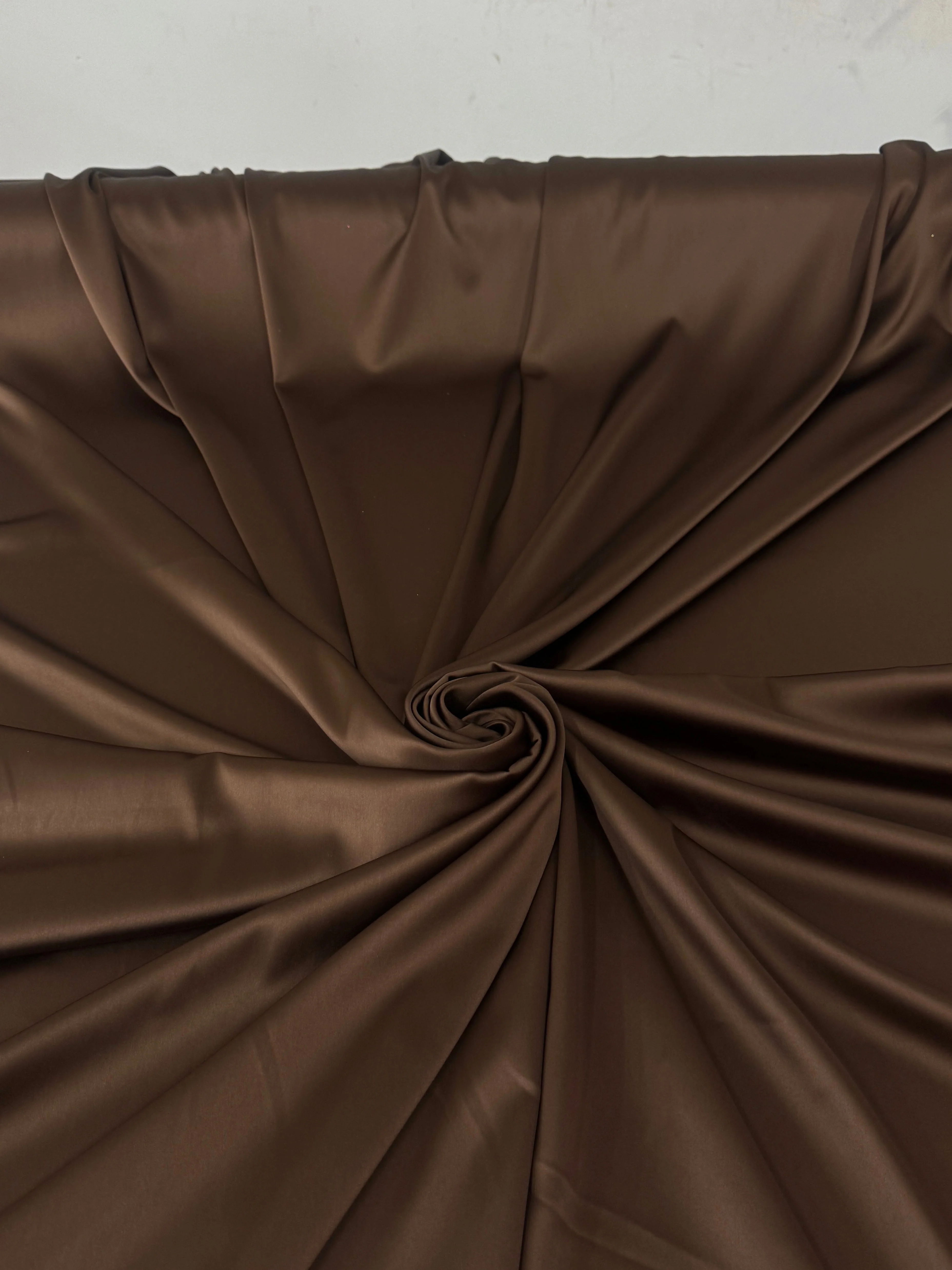 Chocolate Brown Stretch Crepe Back Satin - Image 11