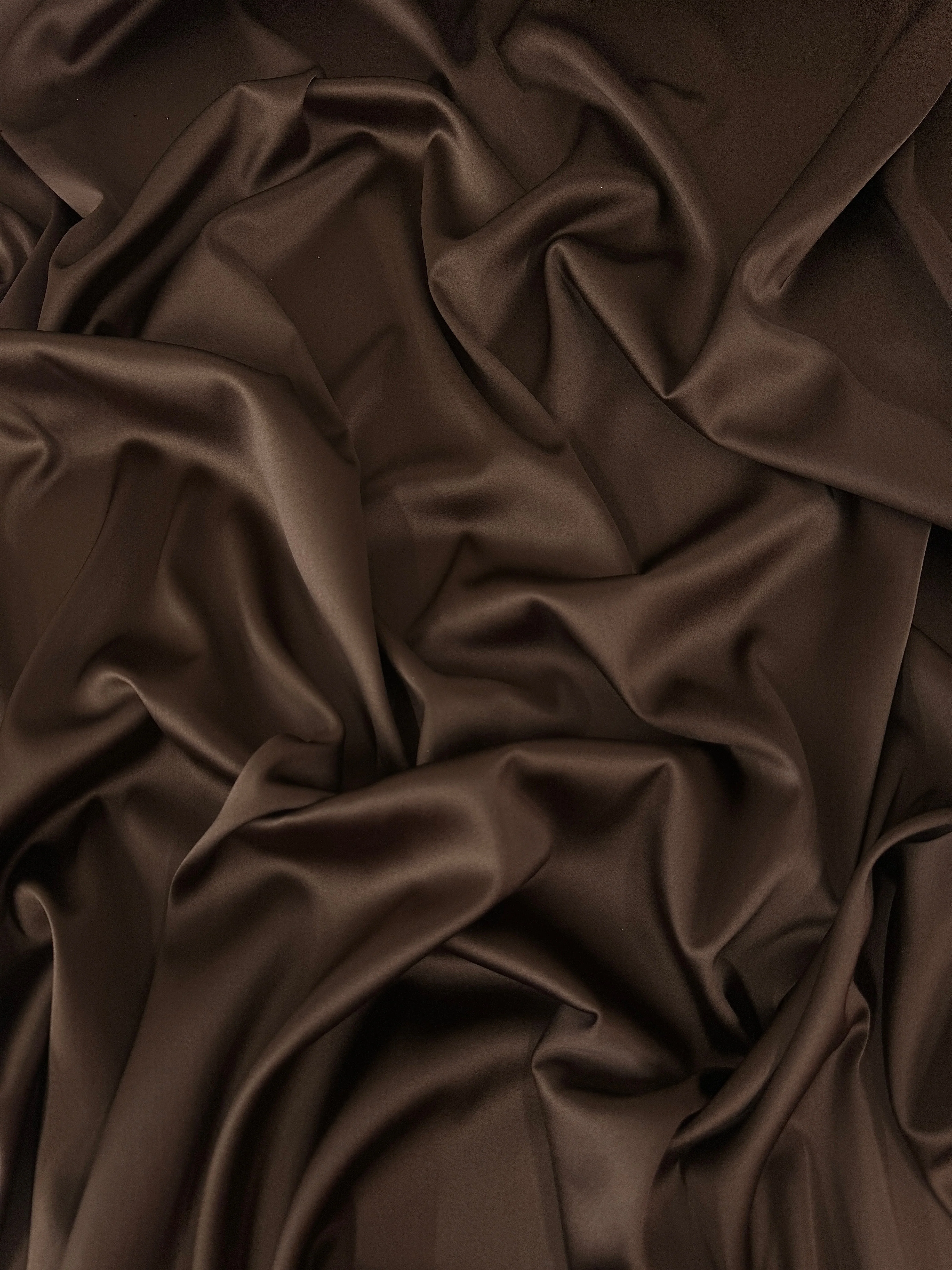 Chocolate Brown Stretch Crepe Back Satin - Image 3