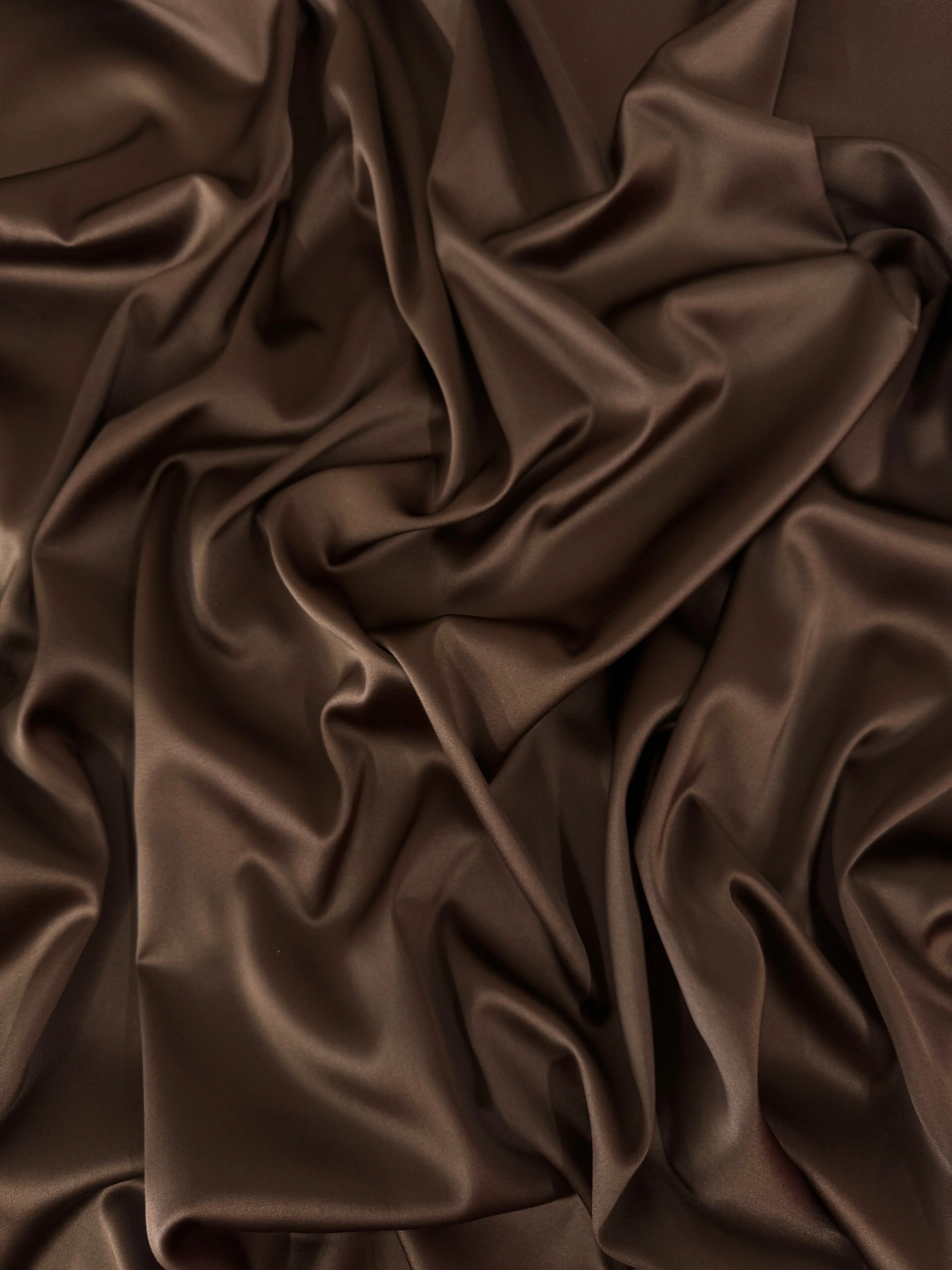 Chocolate Brown Stretch Crepe Back Satin - Image 4