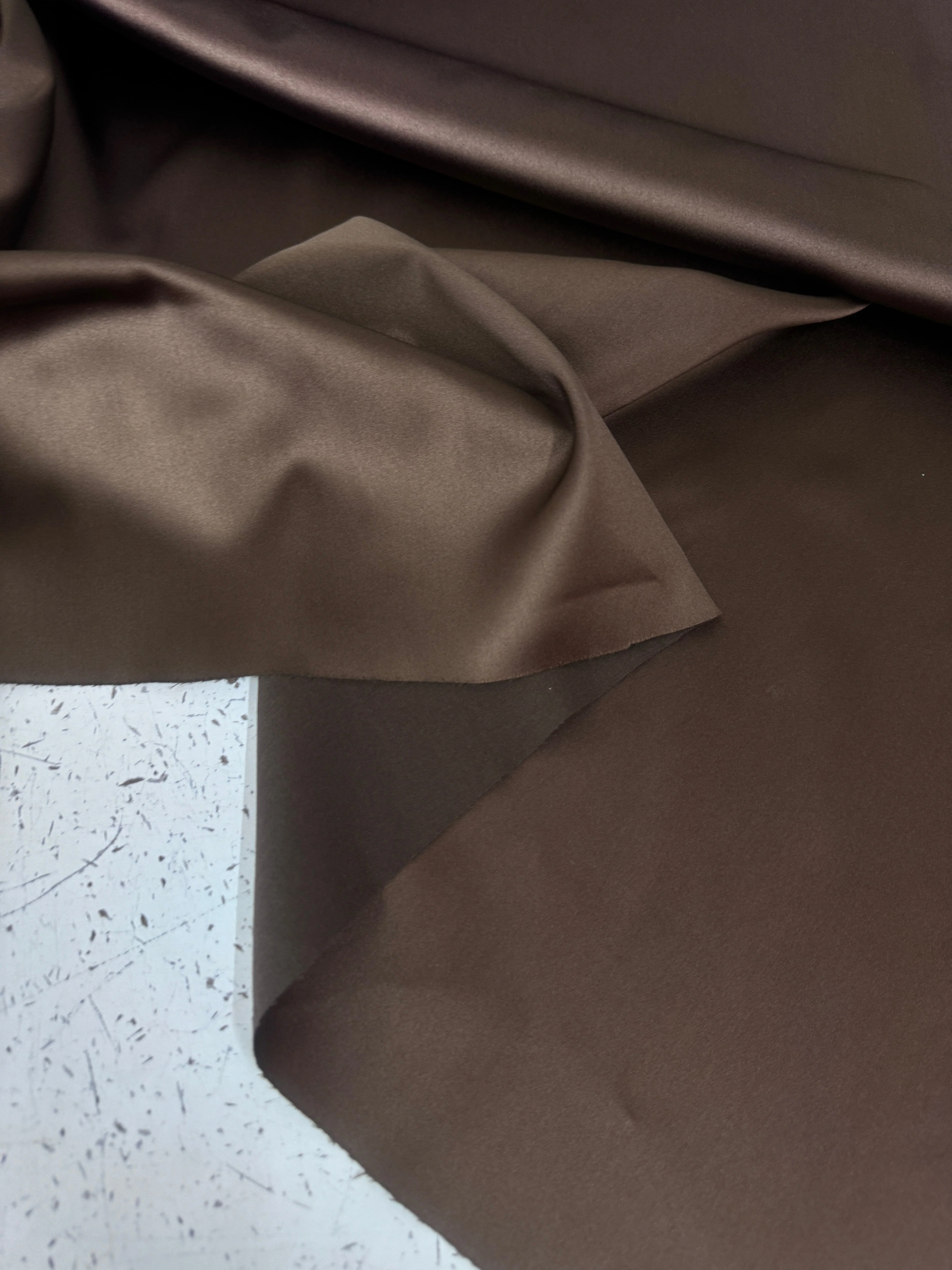 Chocolate Brown Stretch Crepe Back Satin - Image 6