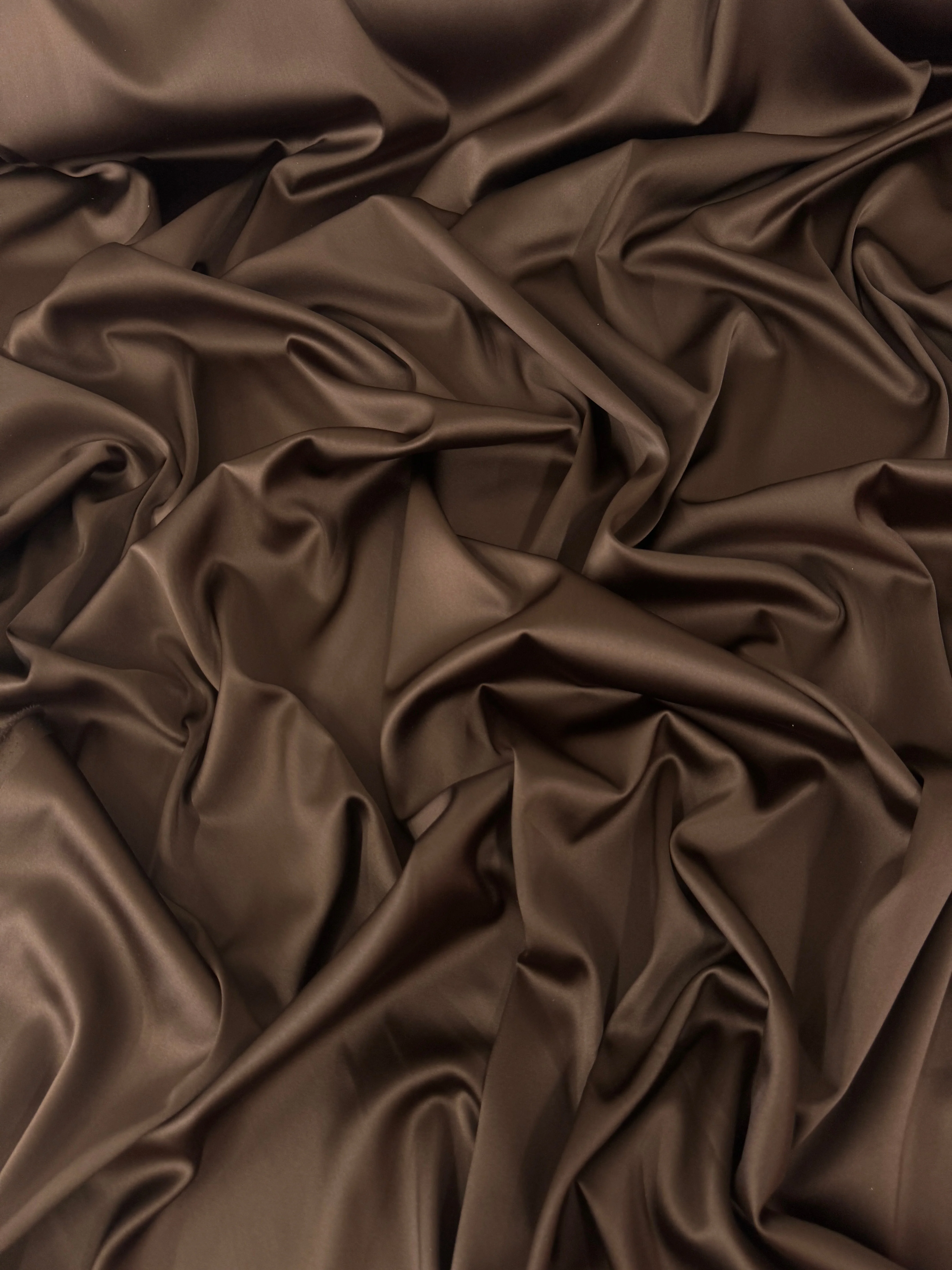 Chocolate Brown Stretch Crepe Back Satin - Image 9