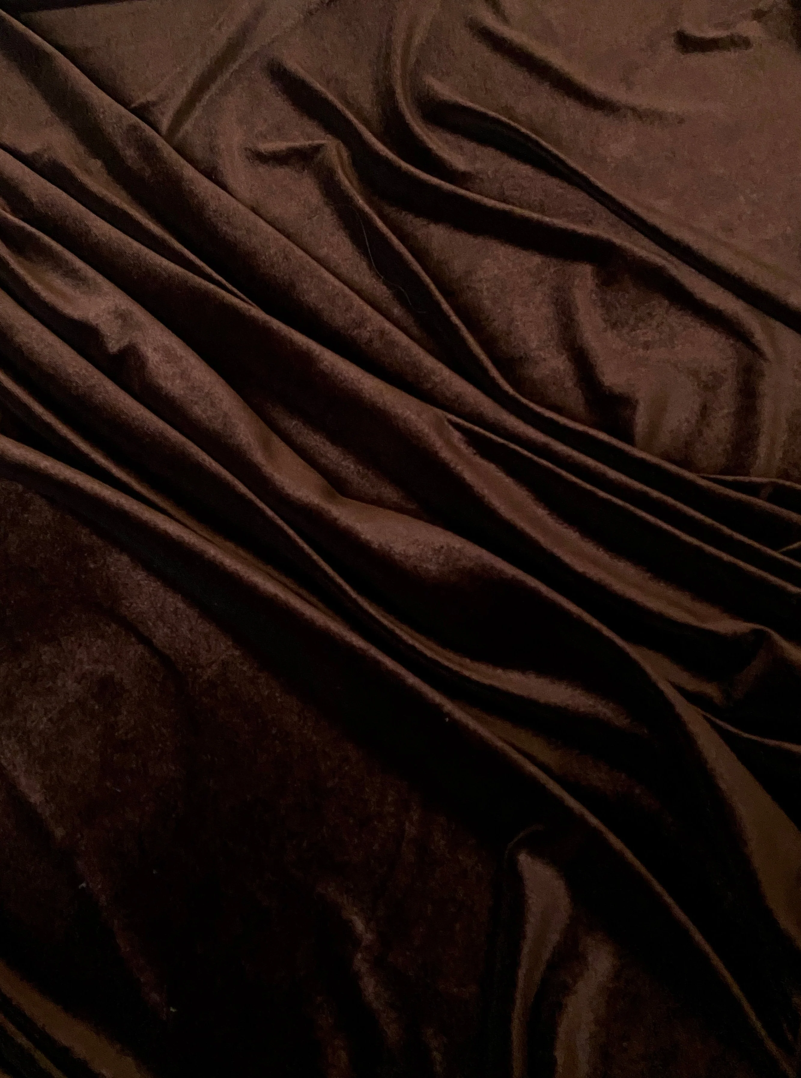 Chocolate Brown Stretch Velvet - Image 4