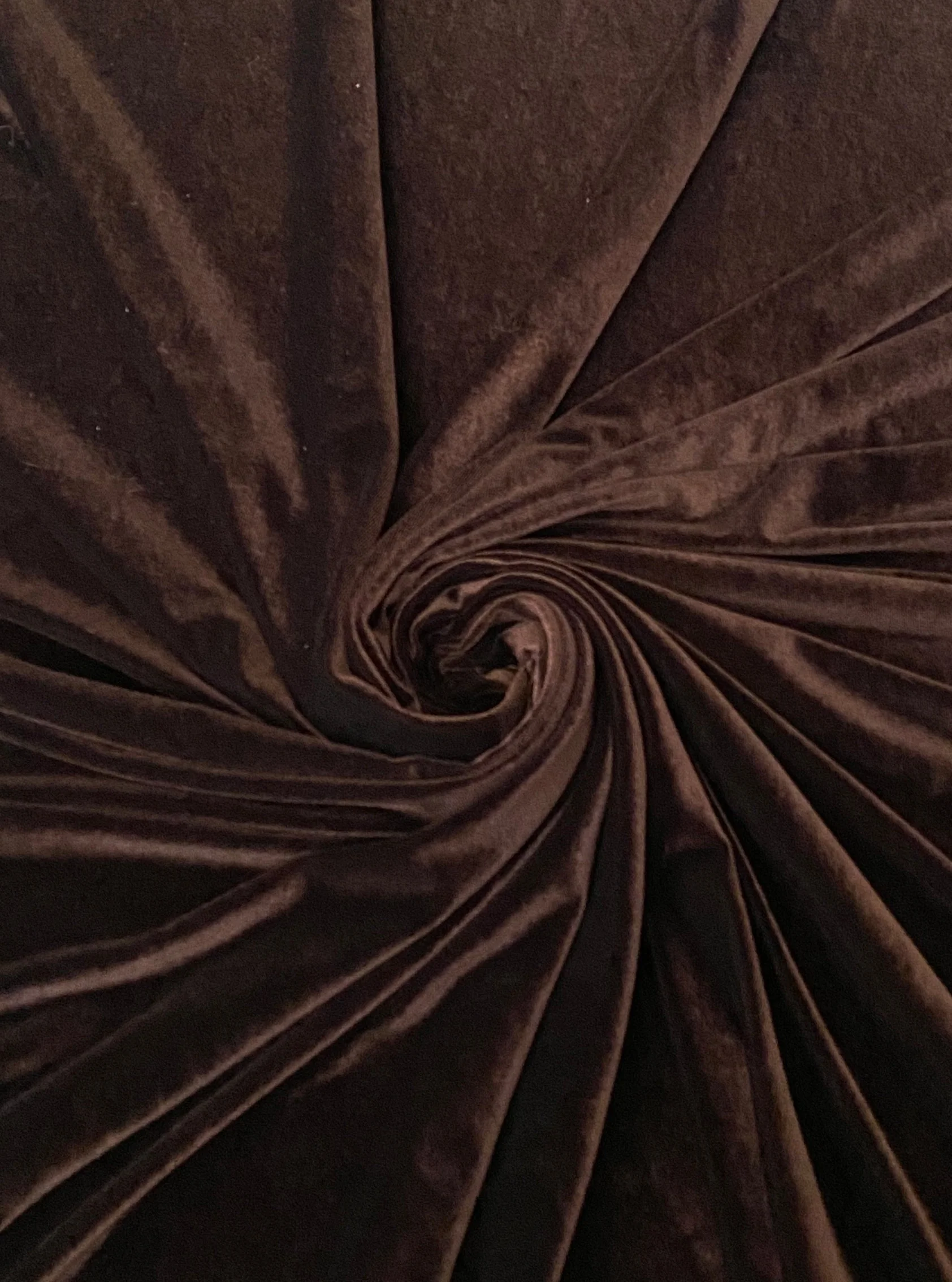 Chocolate Brown Stretch Velvet - Image 5