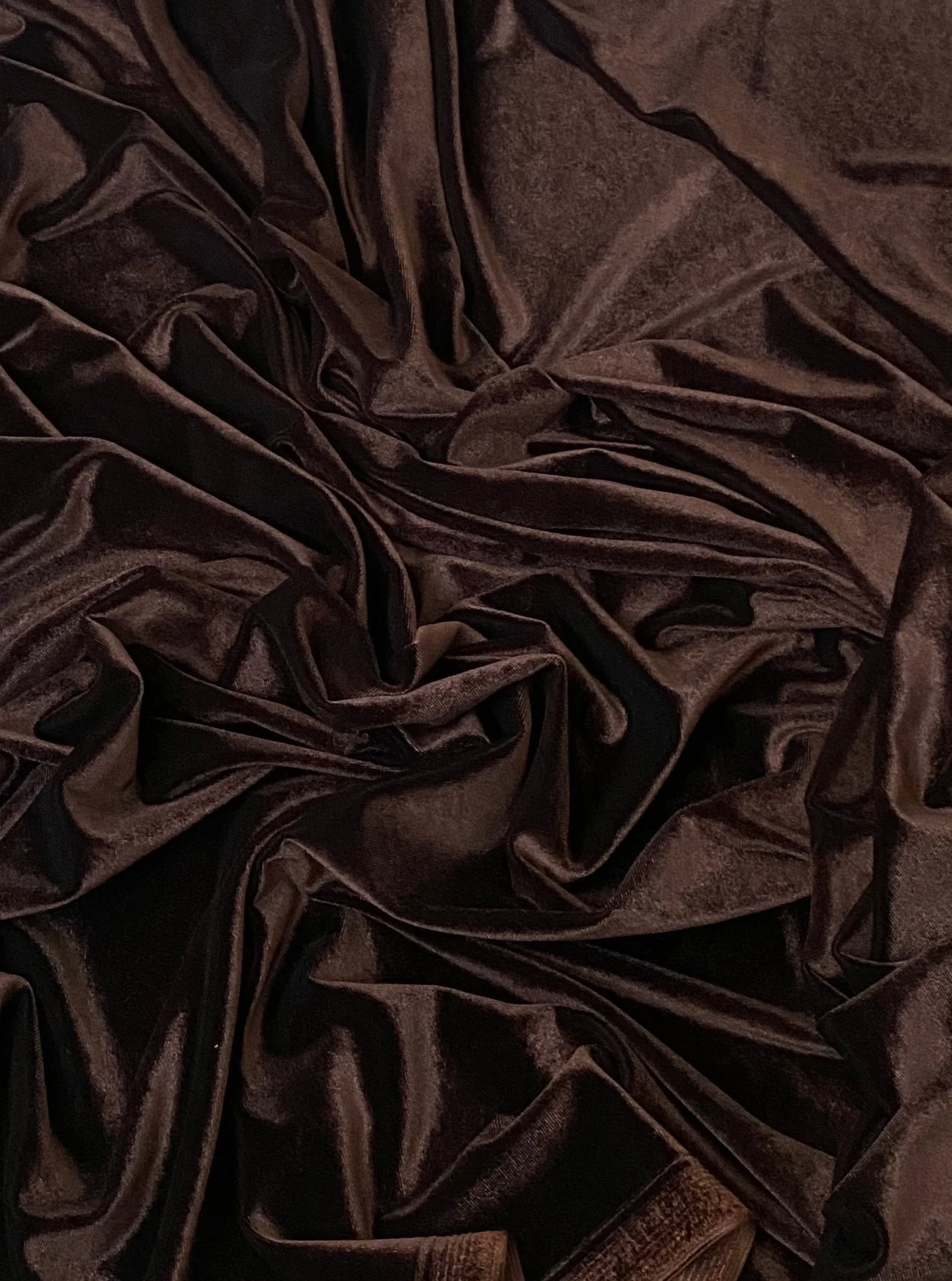 Chocolate Brown Stretch Velvet - Image 6