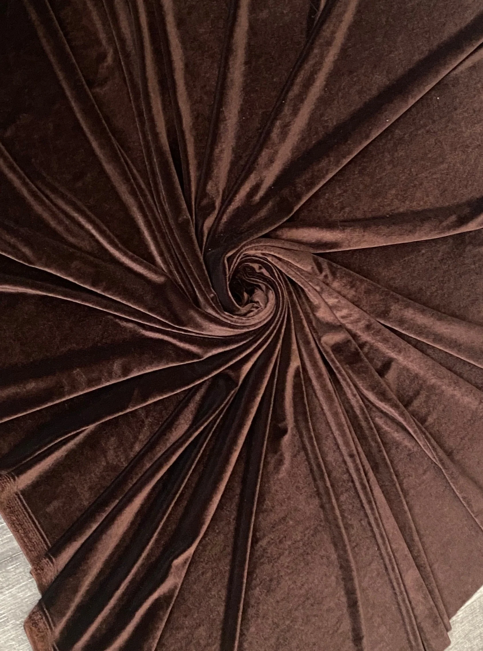 Chocolate Brown Stretch Velvet - Image 9