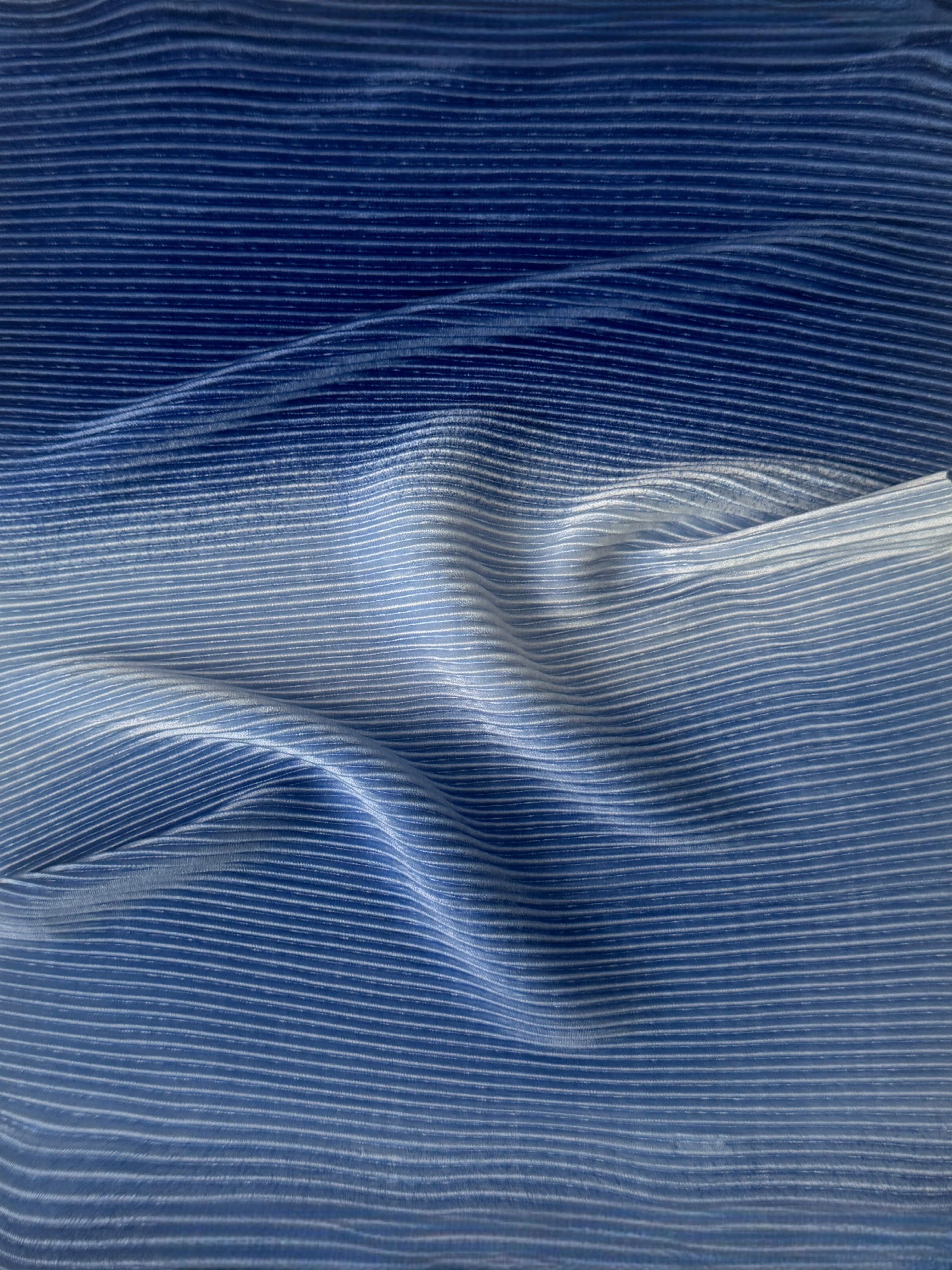 Denim Blue Ombre Pleated Knit