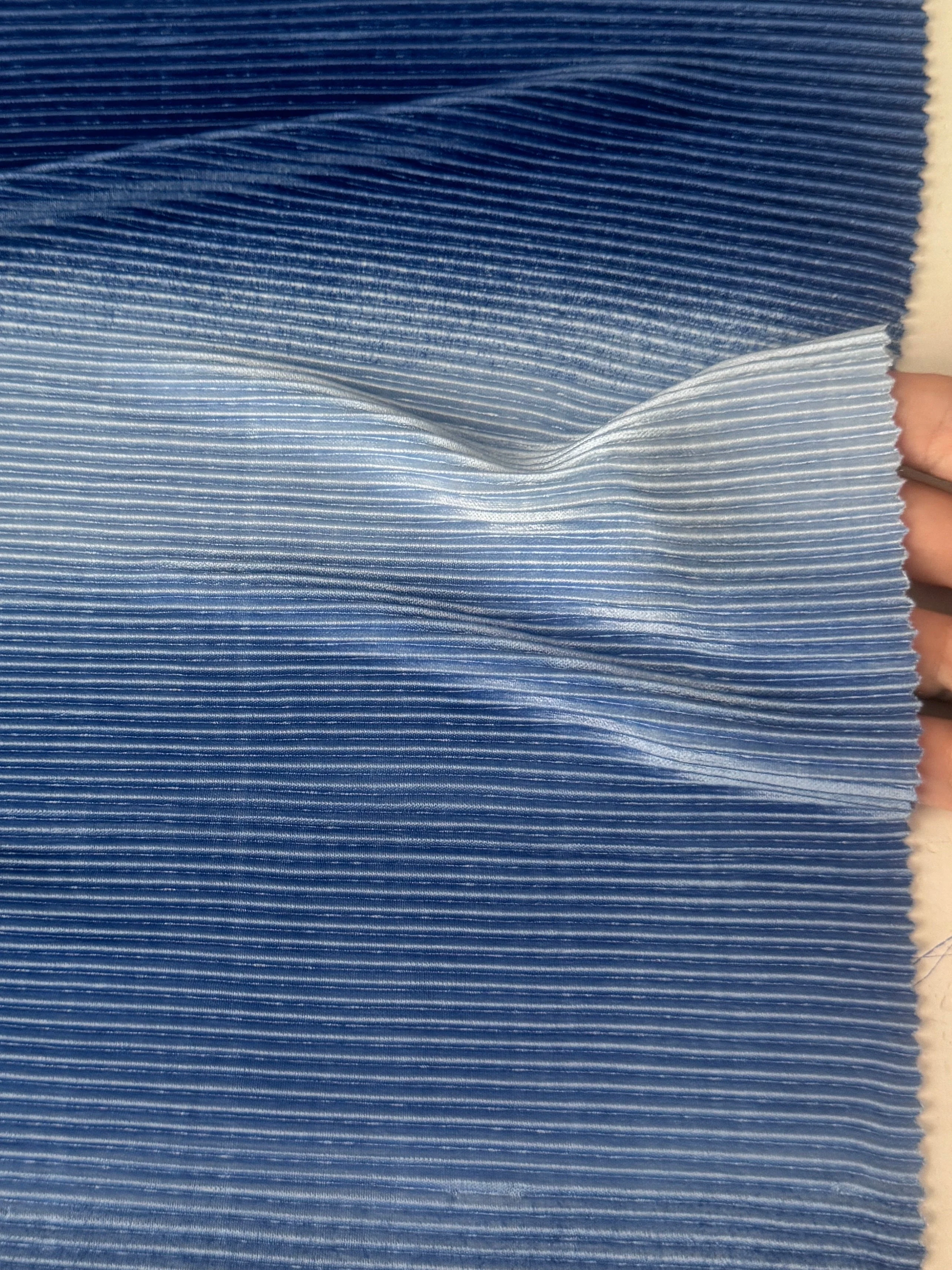 Denim Blue Ombre Pleated Knit - Image 5