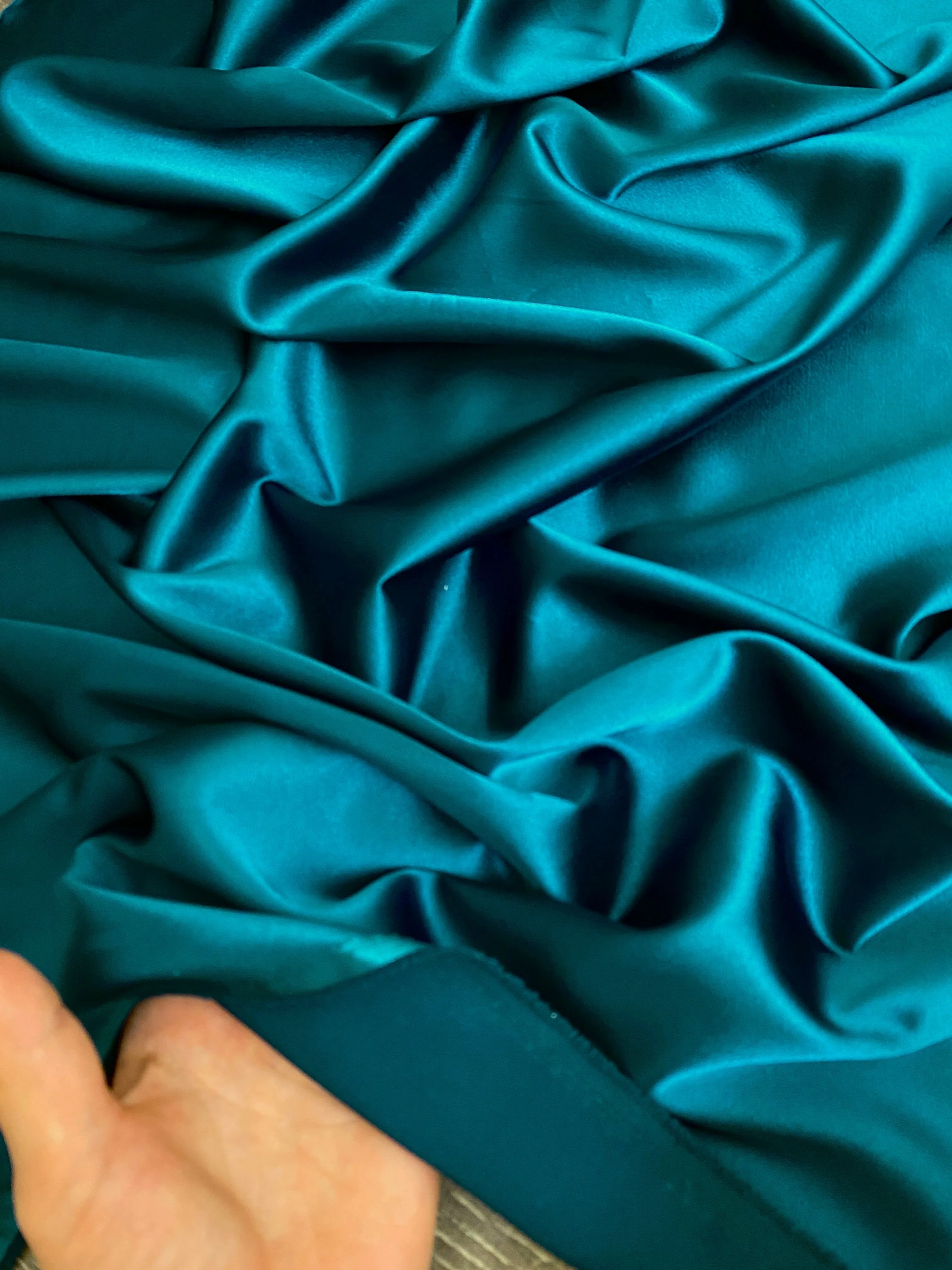 Teal Green Silky Stretch Satin - Image 2