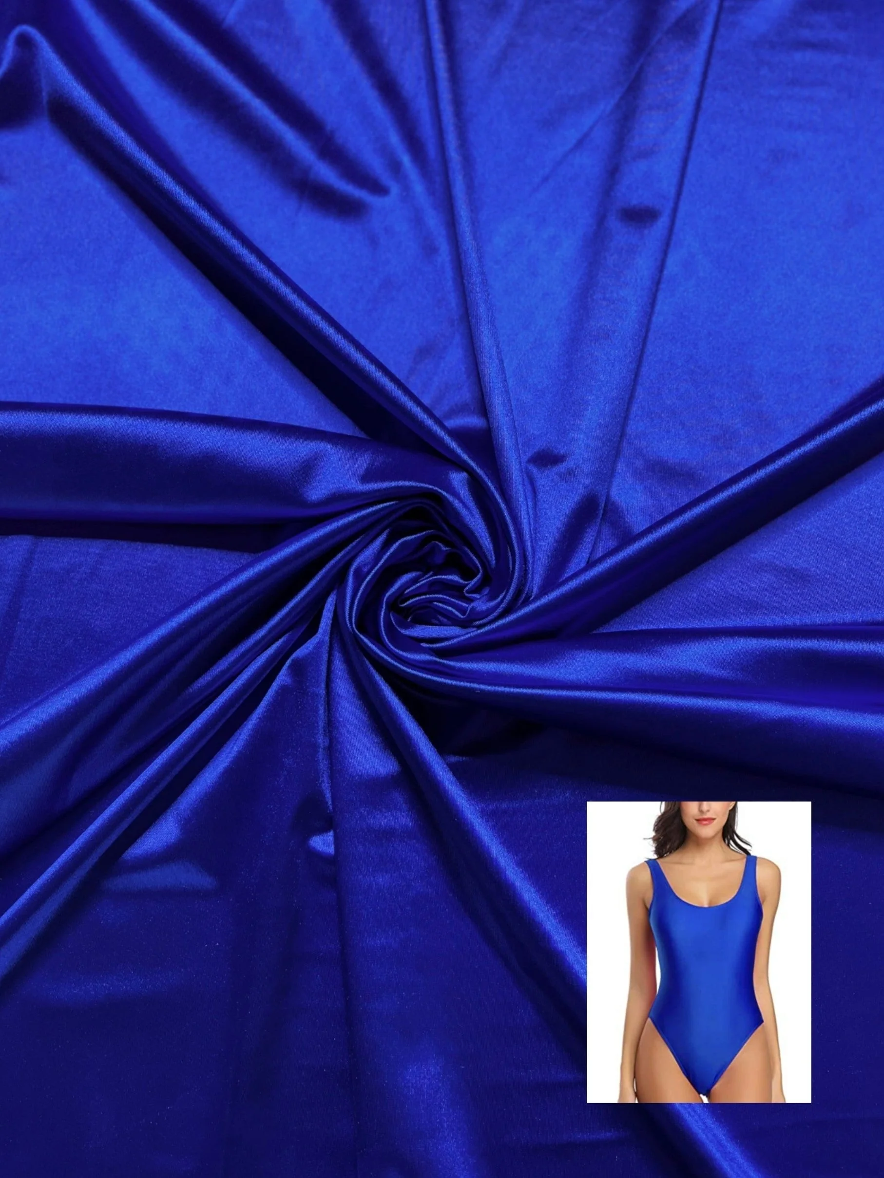 Royal Blue Shiny Nylon Spandex - Image 2