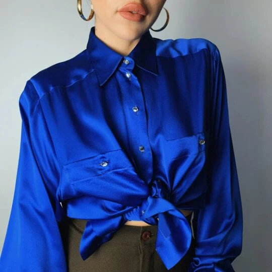 Royal Blue Silky Stretch Satin - Image 3