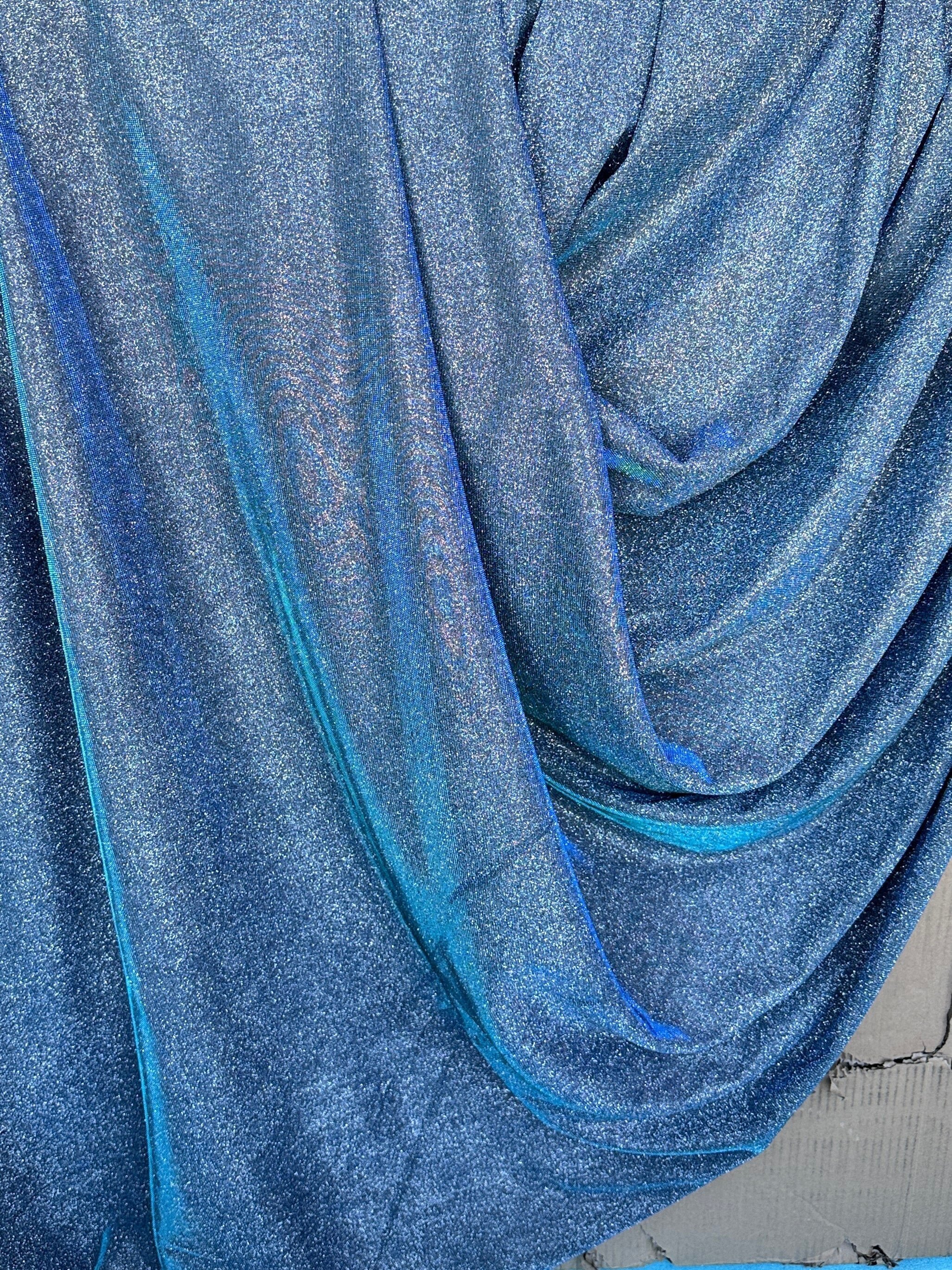 Slate Blue Stretch Metallic Lurex - Image 3