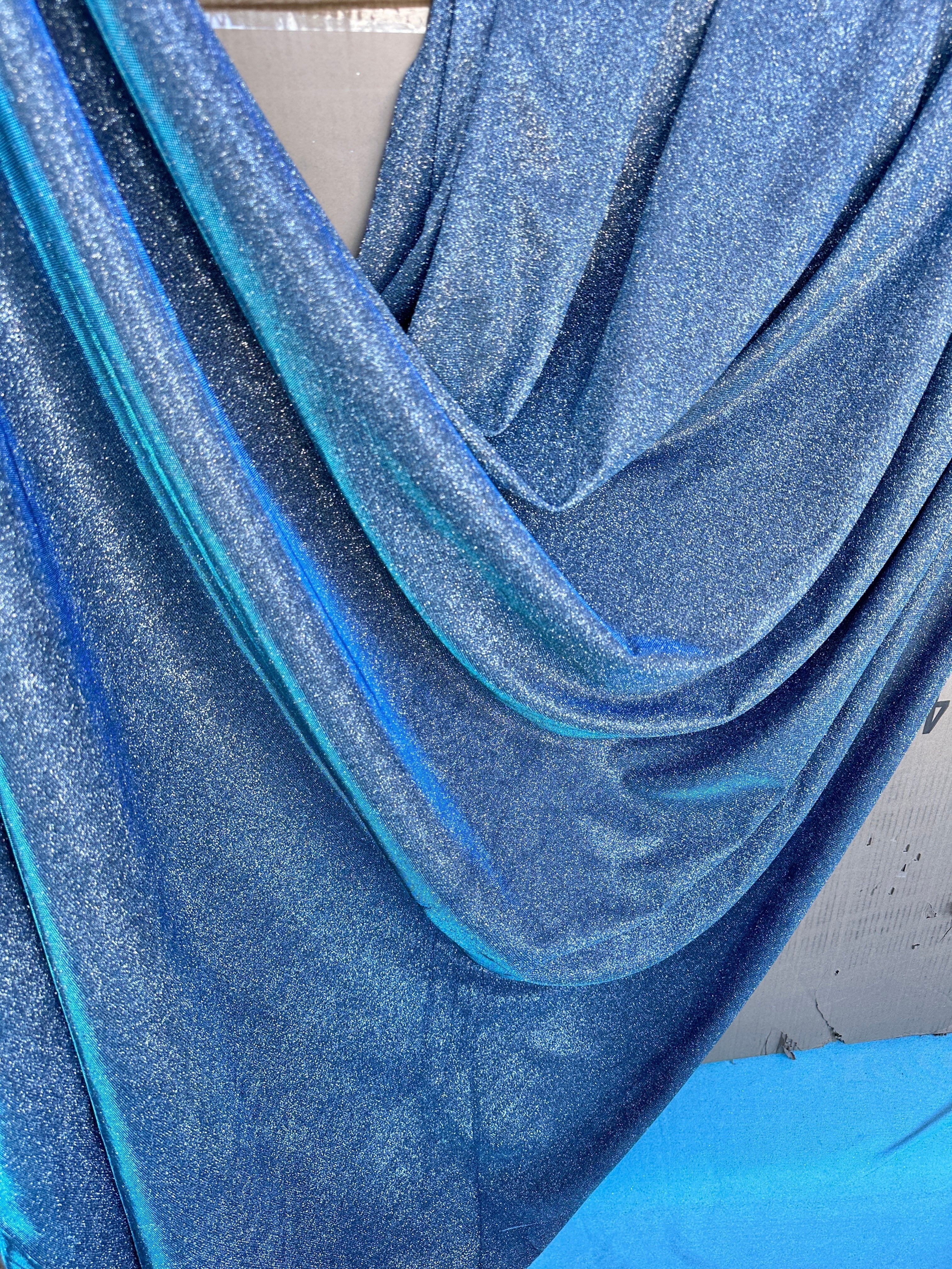 Slate Blue Stretch Metallic Lurex - Image 6