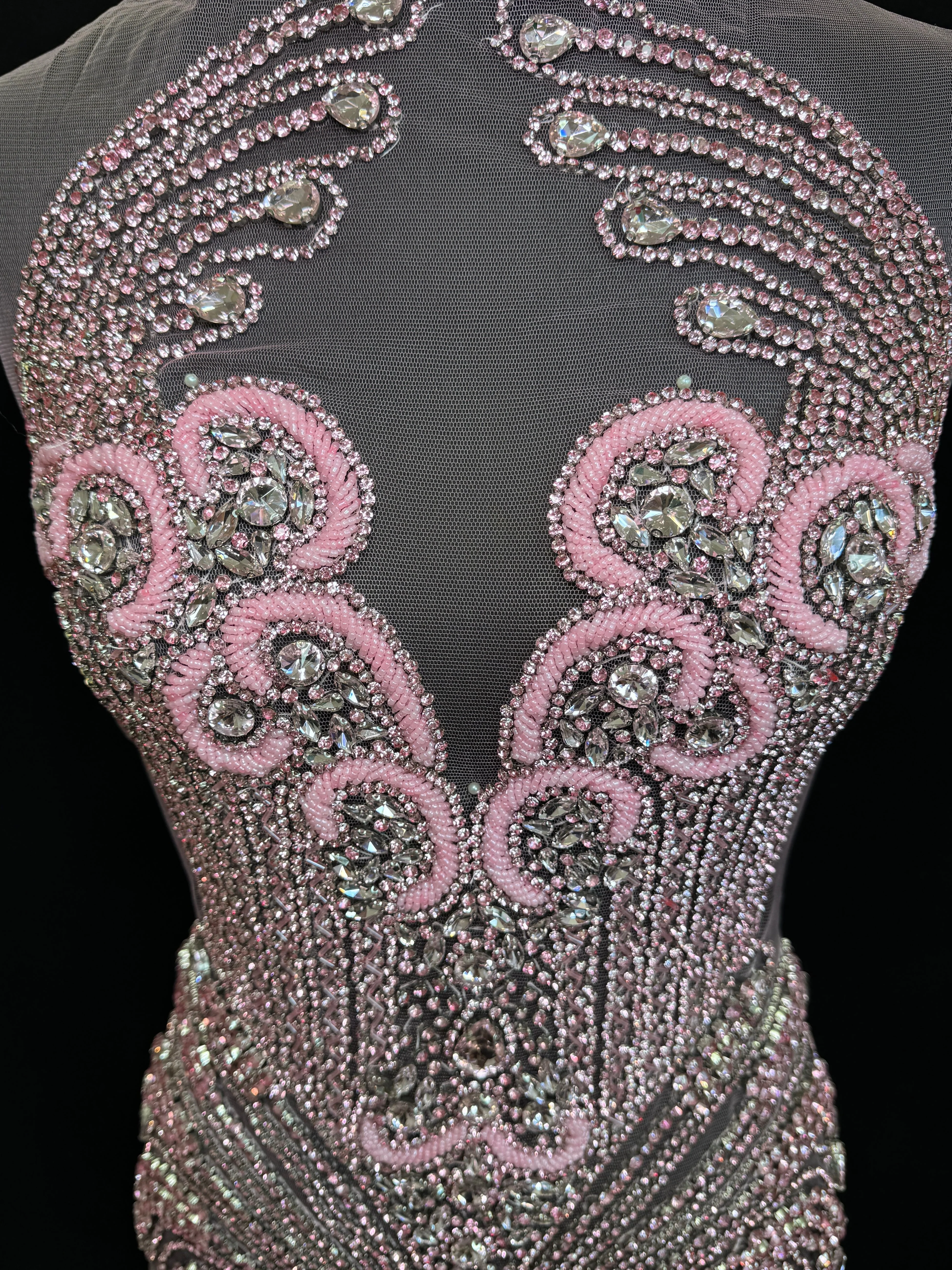 Tina Baby Pink Rhinestones Bodice Applique - Image 2