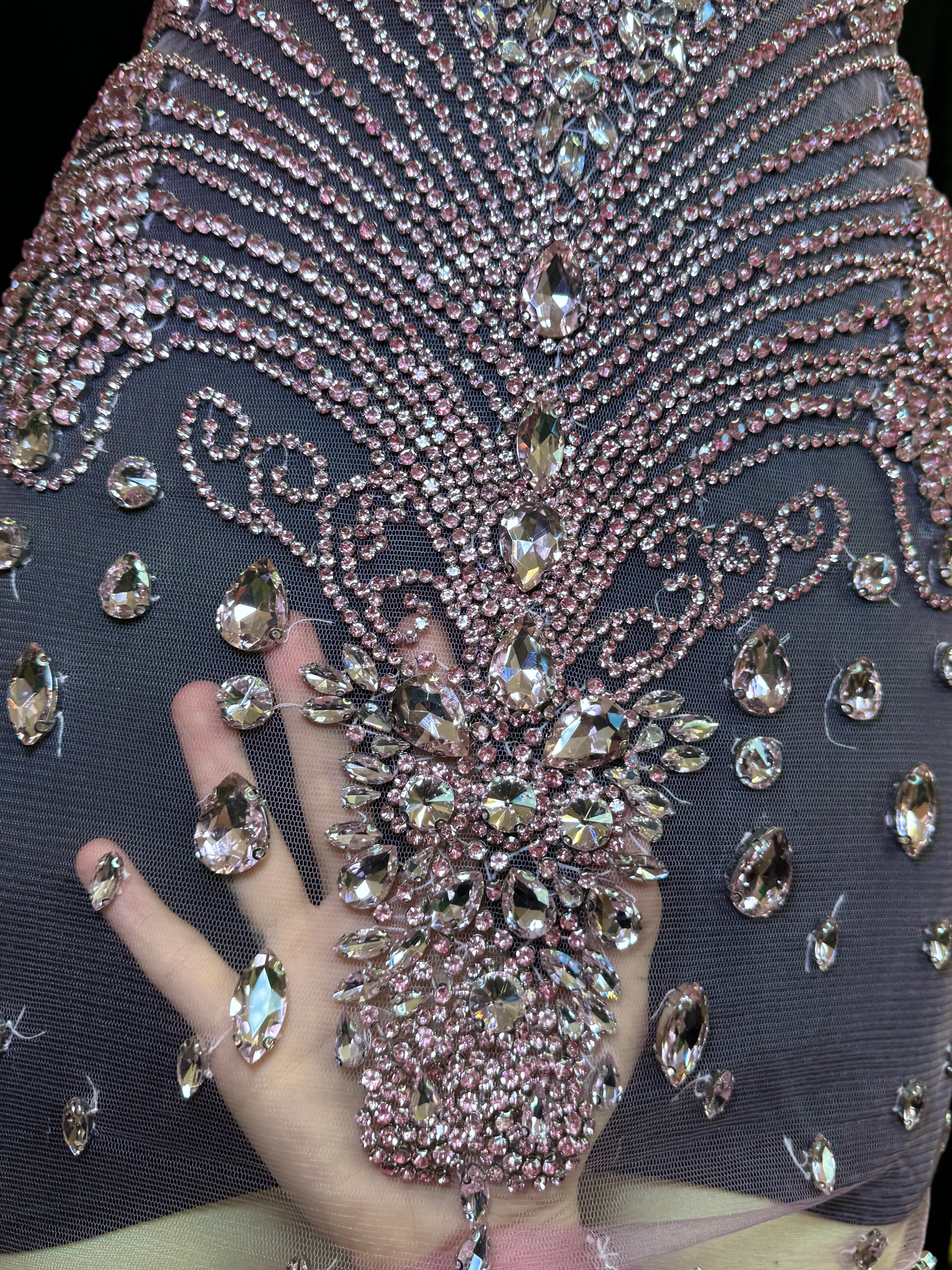 Tina Baby Pink Rhinestones Bodice Applique - Image 3