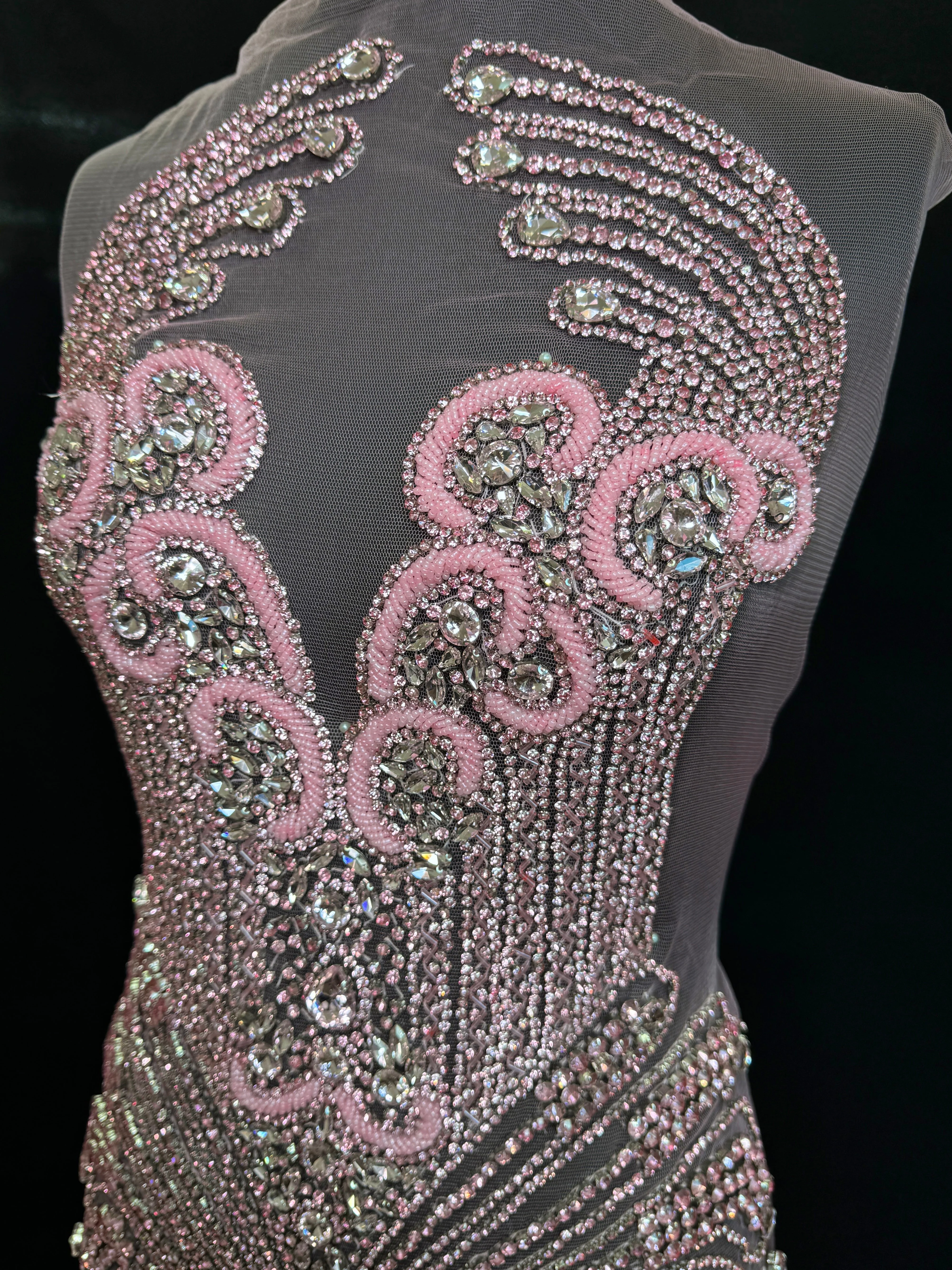 Tina Baby Pink Rhinestones Bodice Applique - Image 4