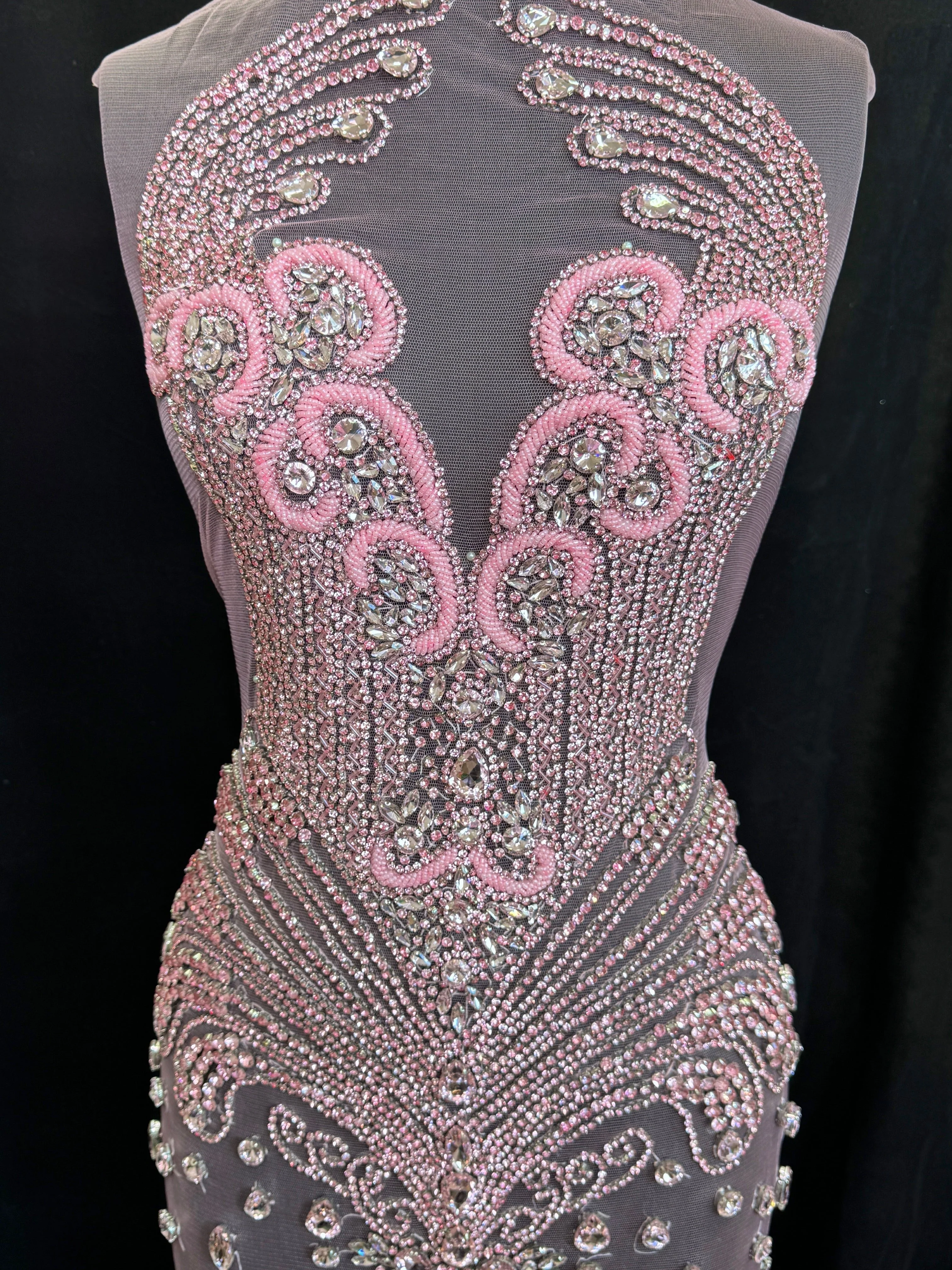 Tina Baby Pink Rhinestones Bodice Applique - Image 5
