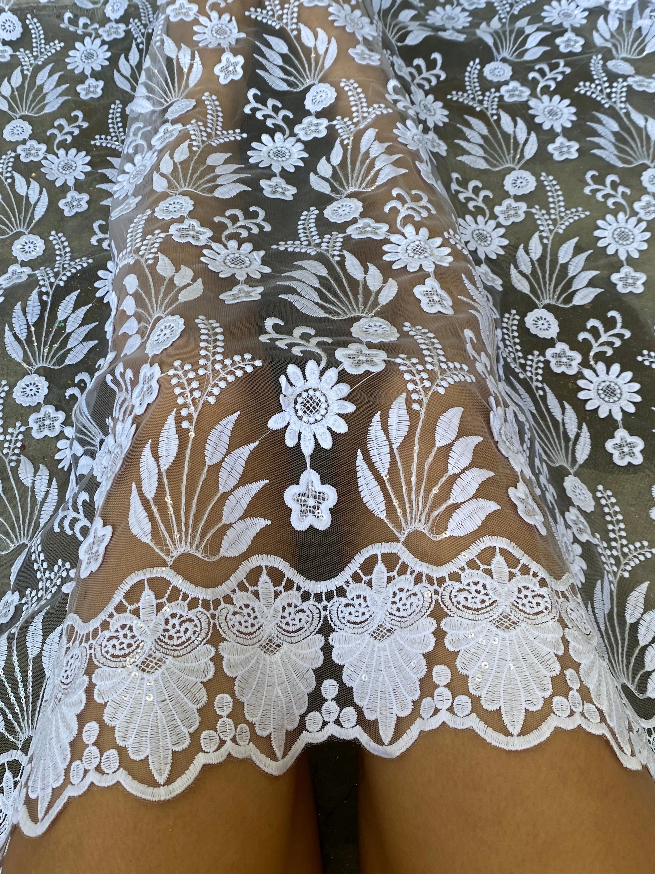 White Bridal Floral Embroidered Lace - Image 10