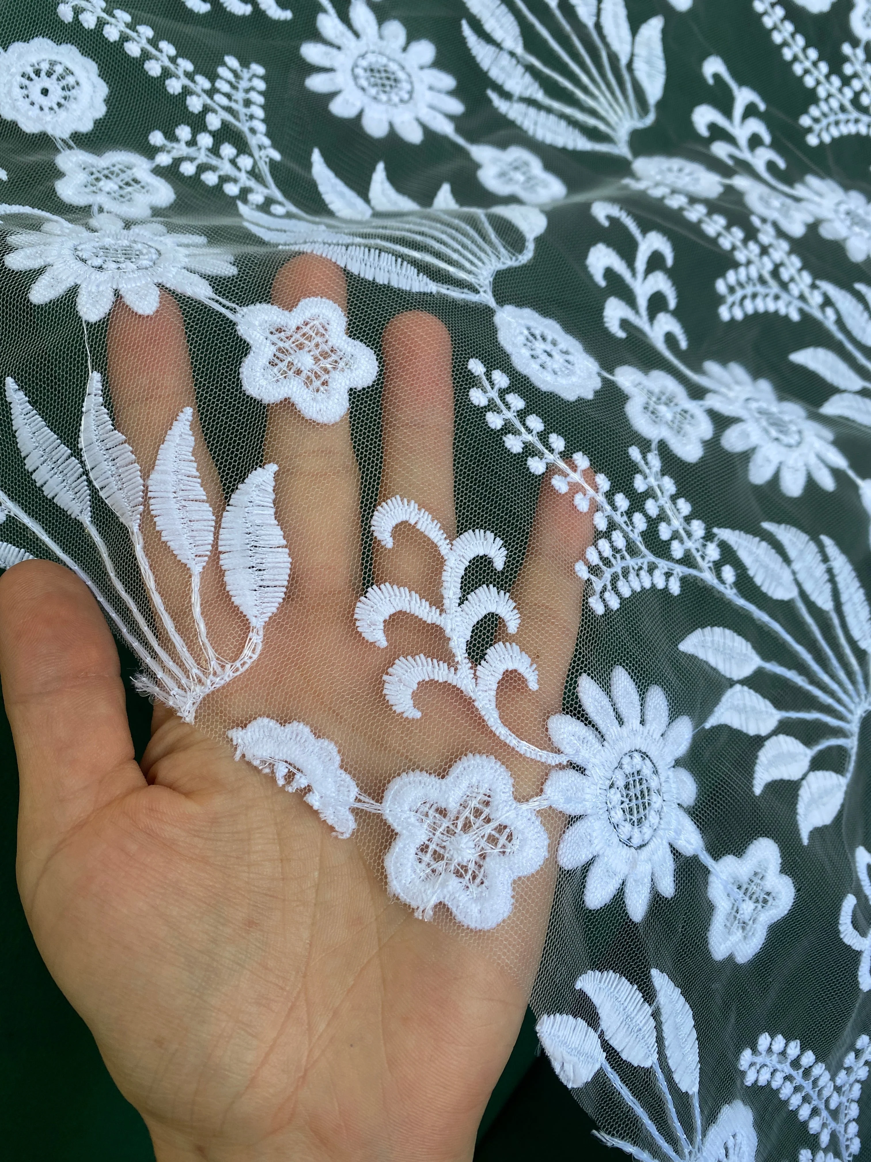 White Bridal Floral Embroidered Lace - Image 5