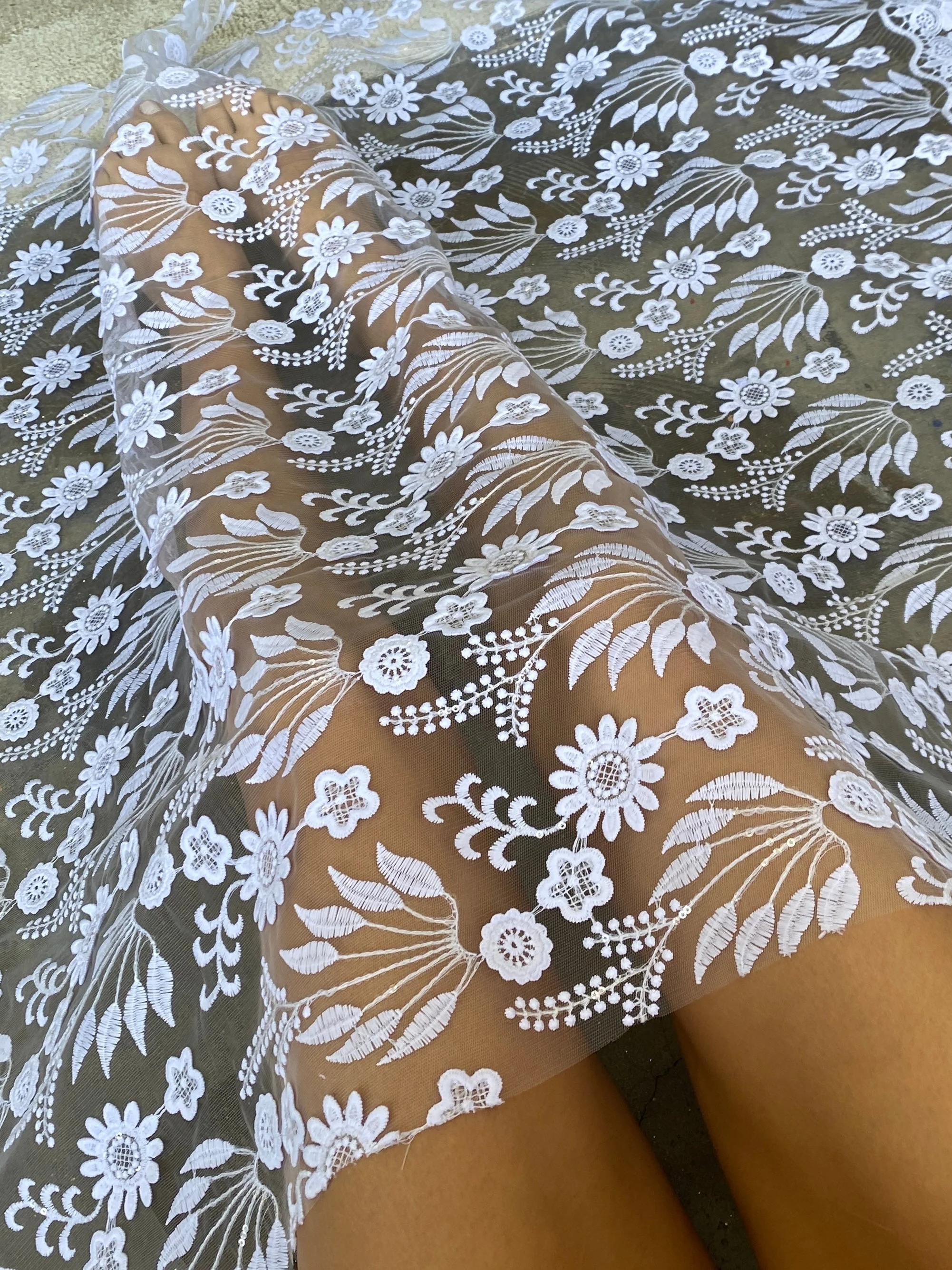 White Bridal Floral Embroidered Lace - Image 8