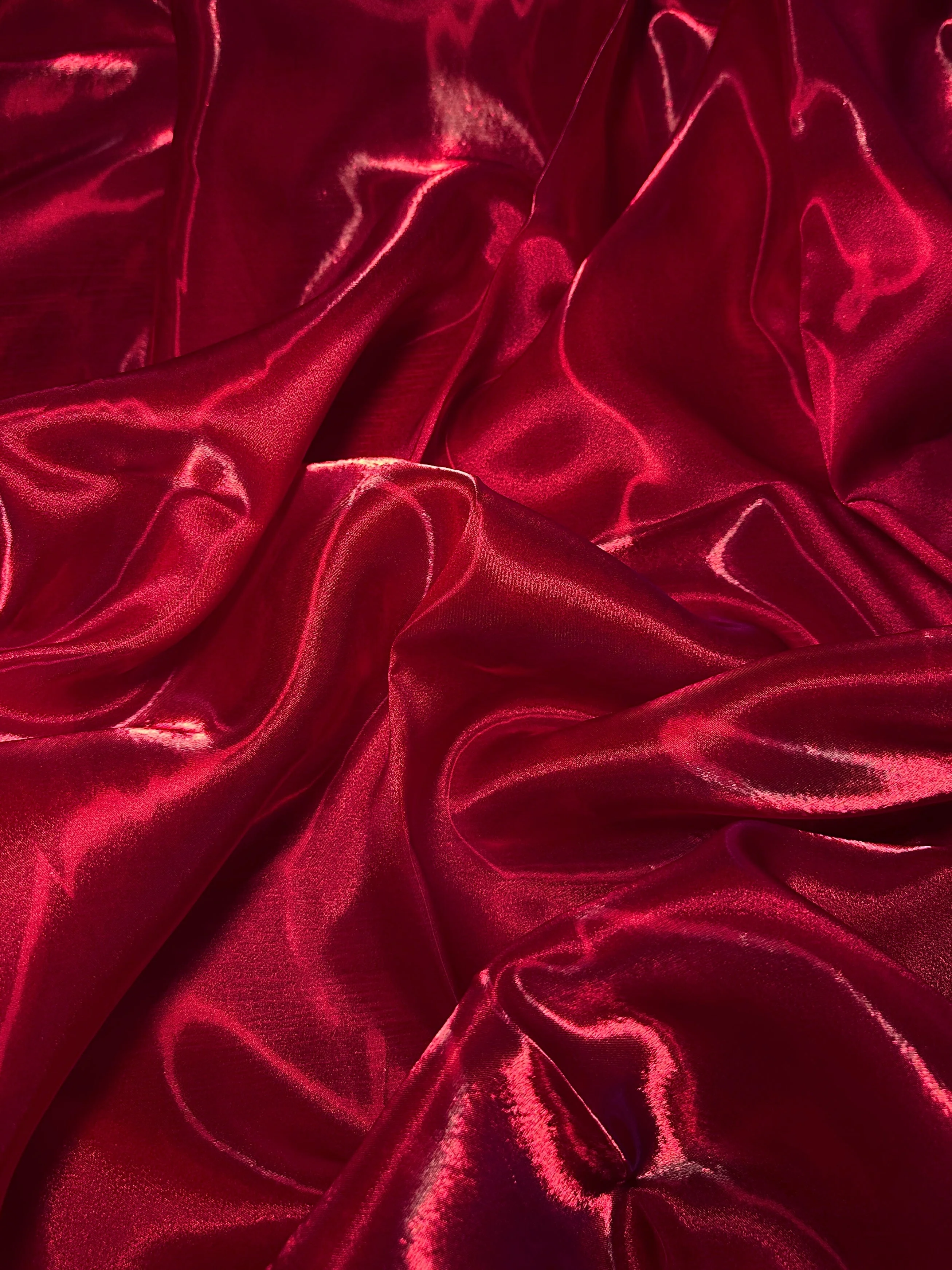 Cranberry Red Liquid Shimmery Organza - Image 3