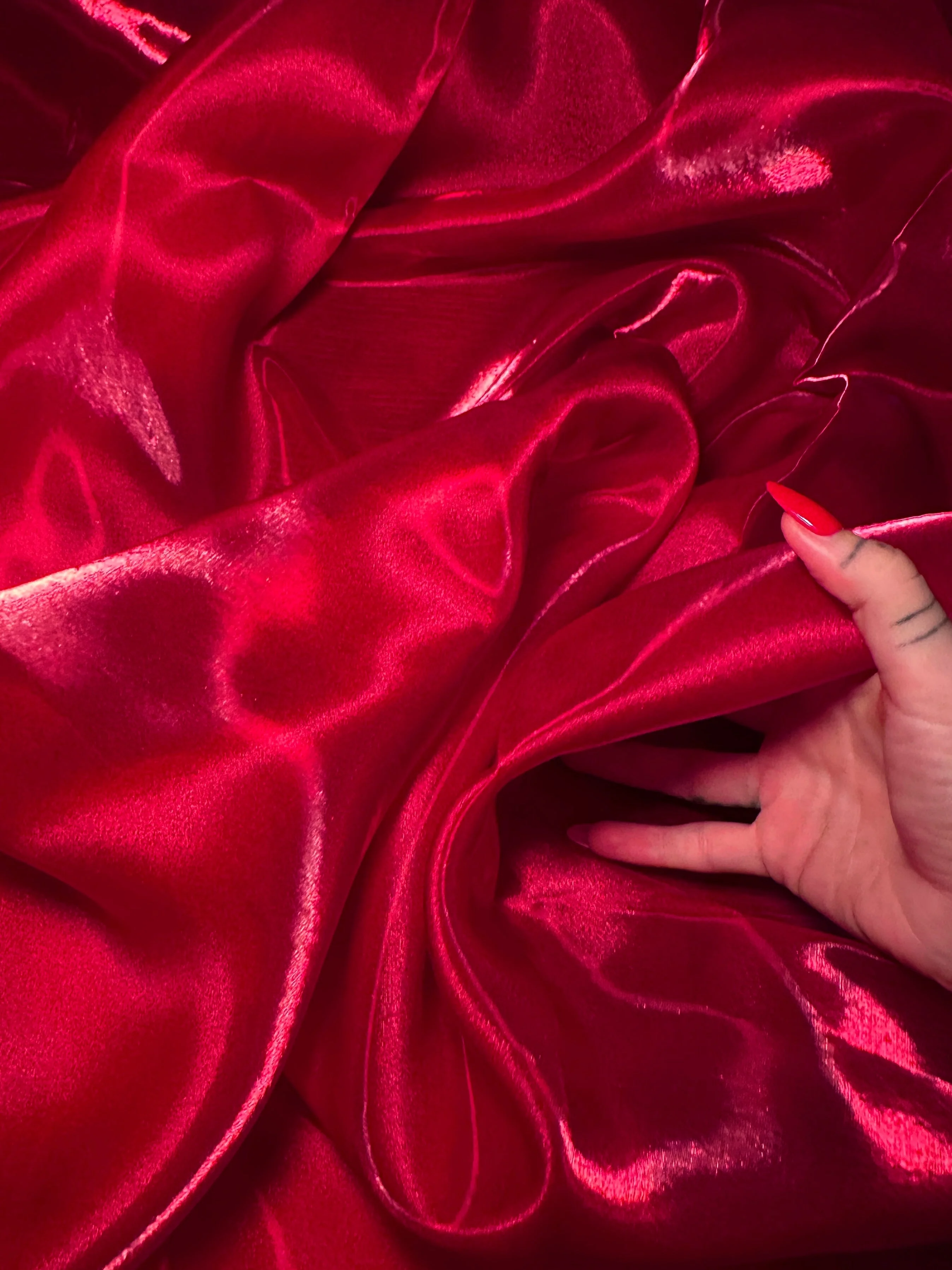 Cranberry Red Liquid Shimmery Organza - Image 6