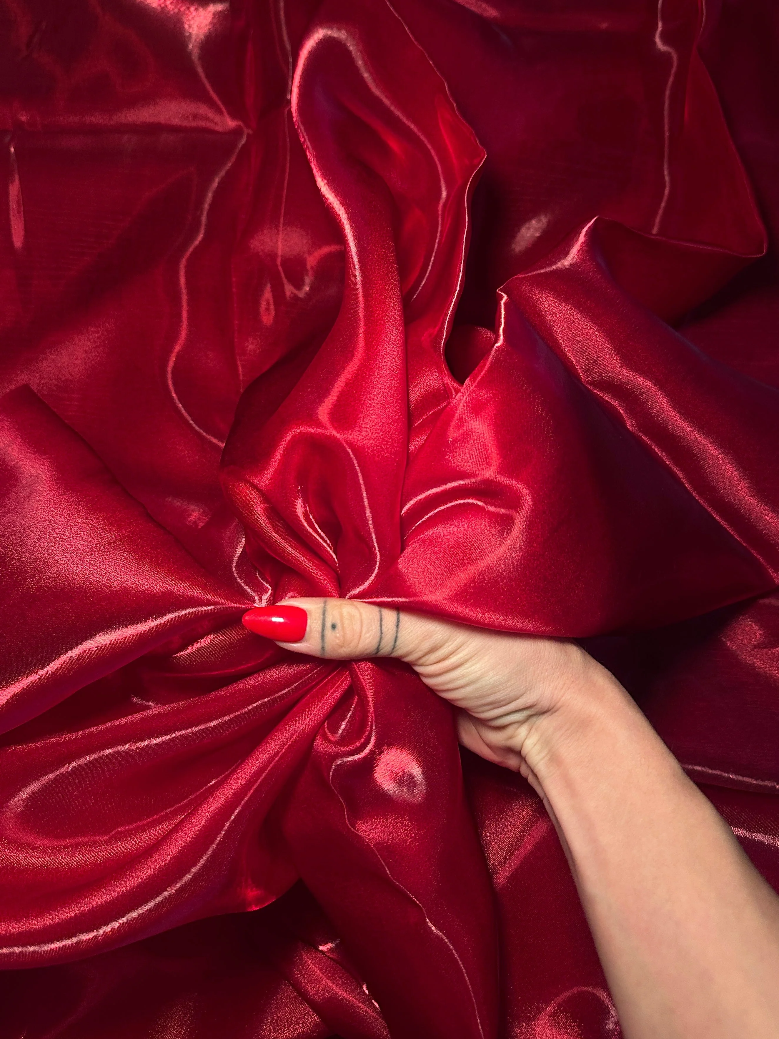 Cranberry Red Liquid Shimmery Organza - Image 7