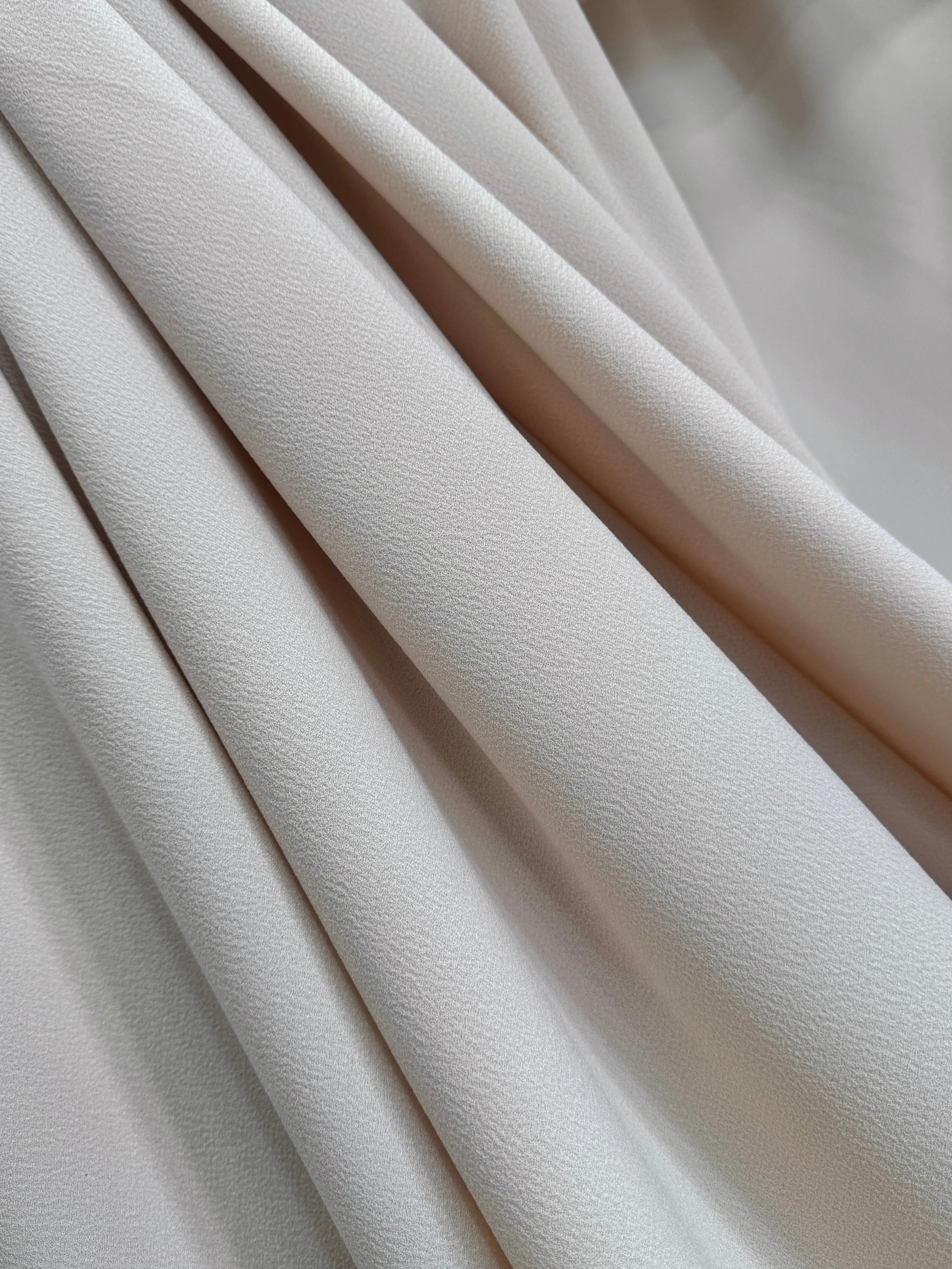 Cream Bubble Textured Stretch Crepe