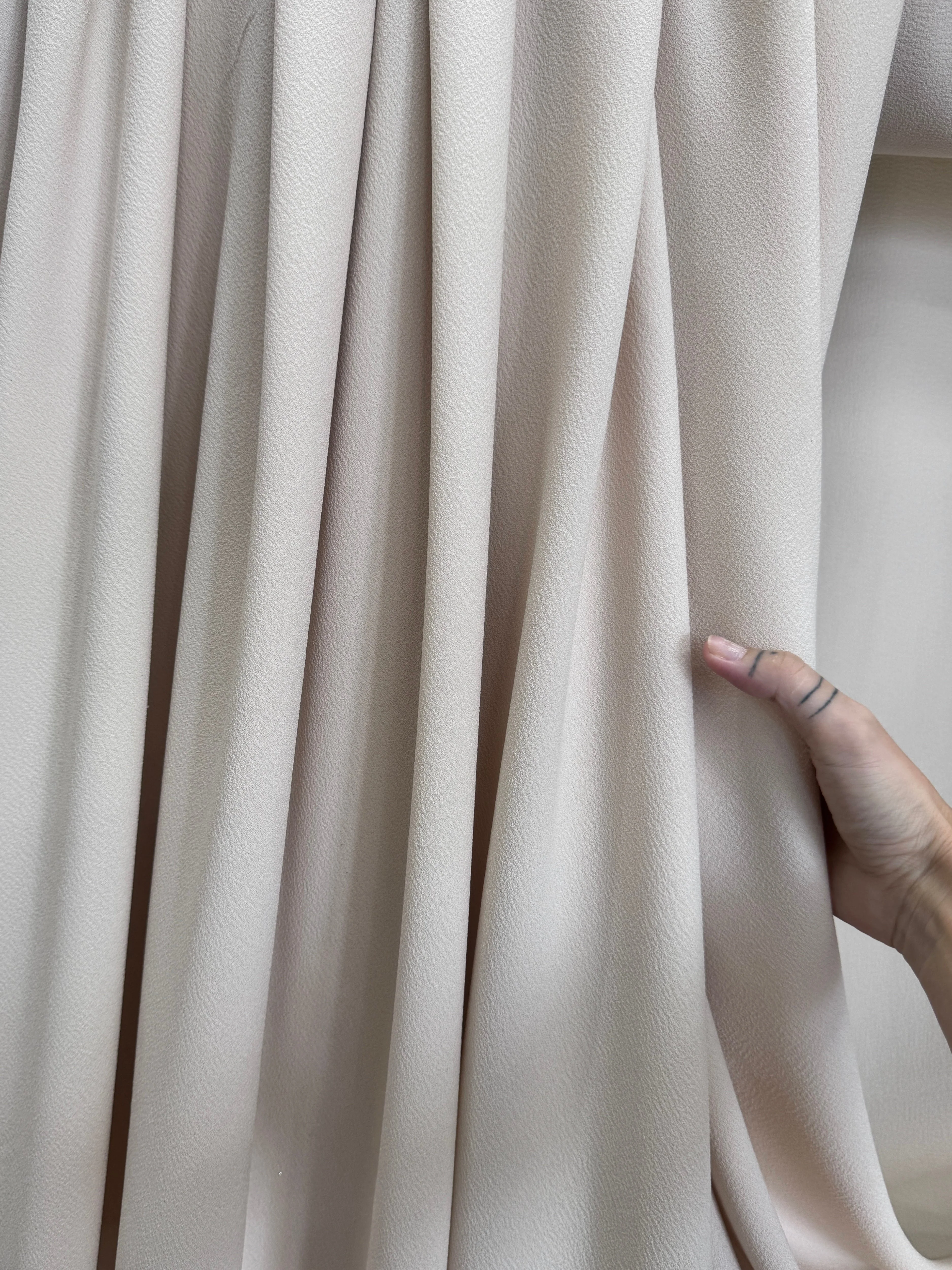 Cream Bubble Textured Stretch Crepe - Image 3