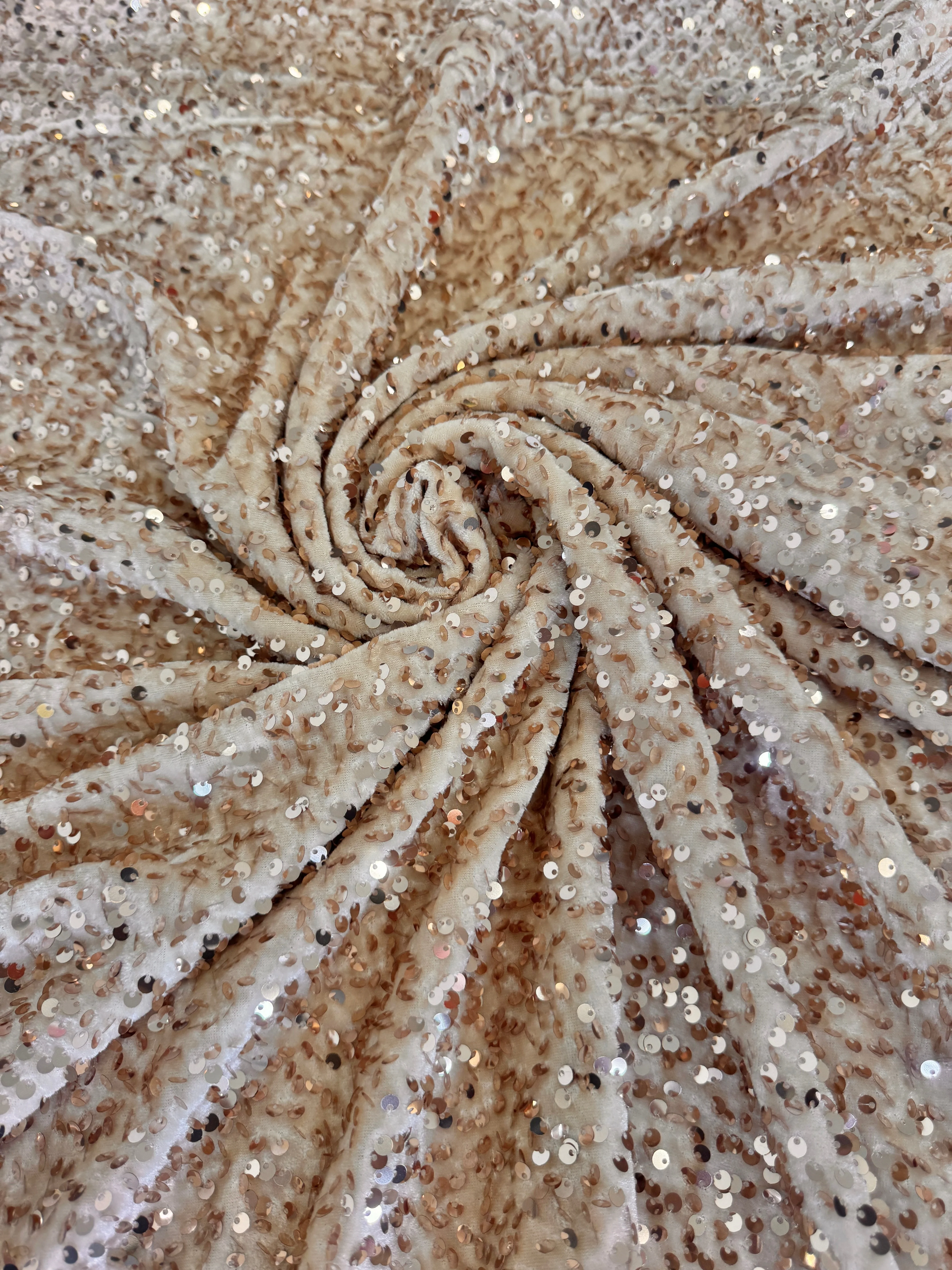 Cream Champagne Sequins Velvet - Image 6