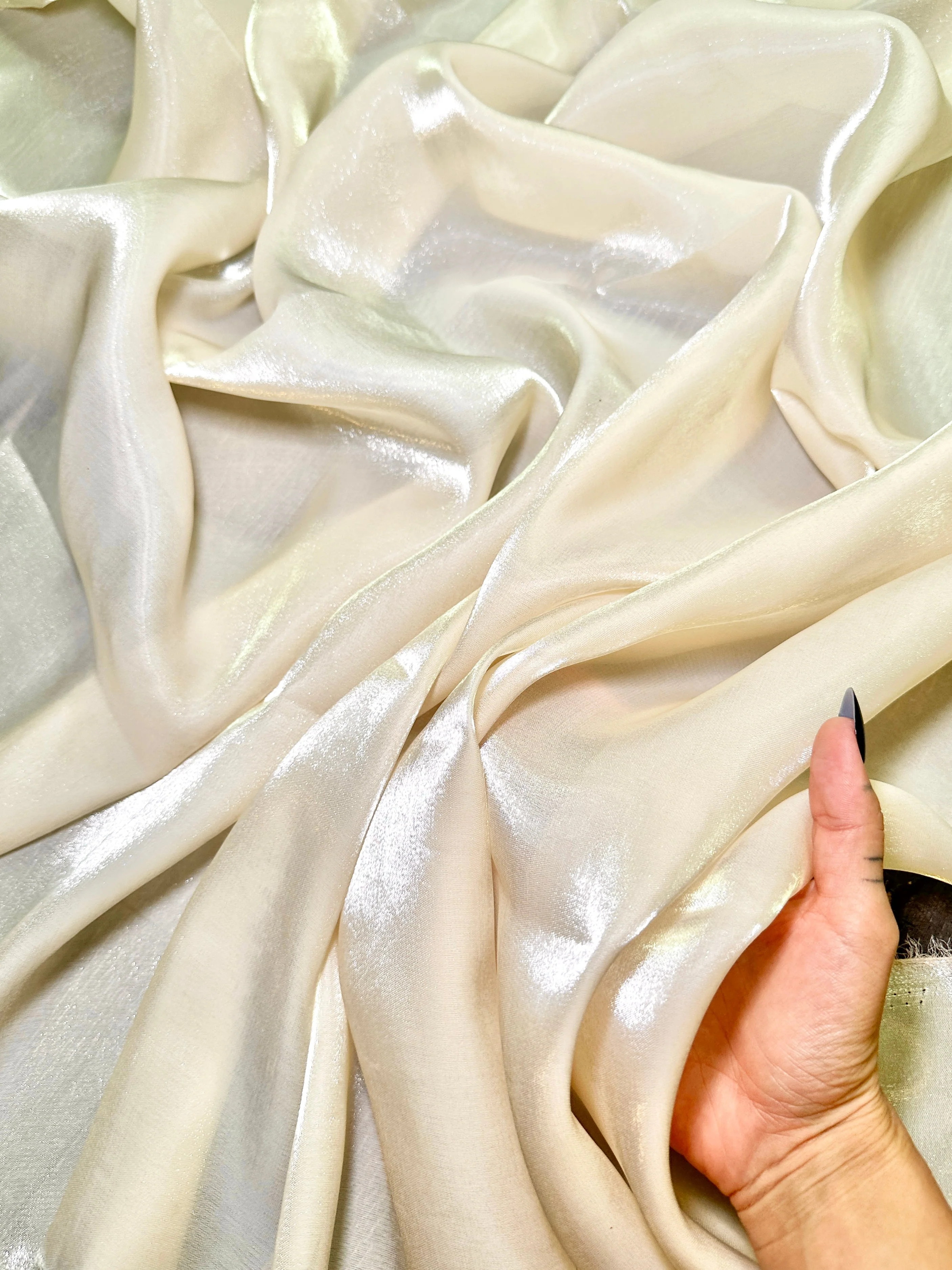 Cream Water Liquid Shimmery Chiffon - Image 5