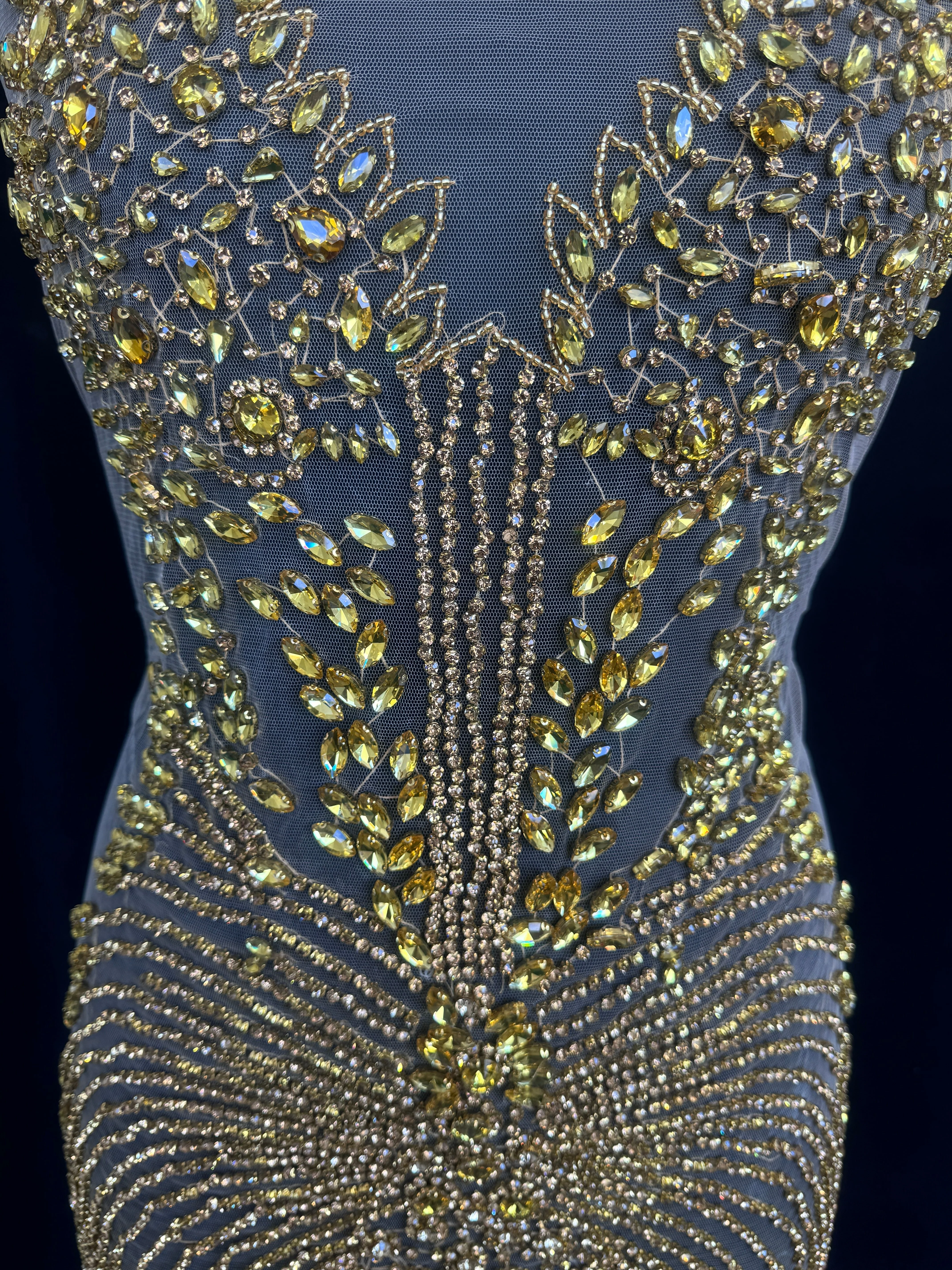 Daisy Gold Rhinestone Bodice Appliqué - Image 2