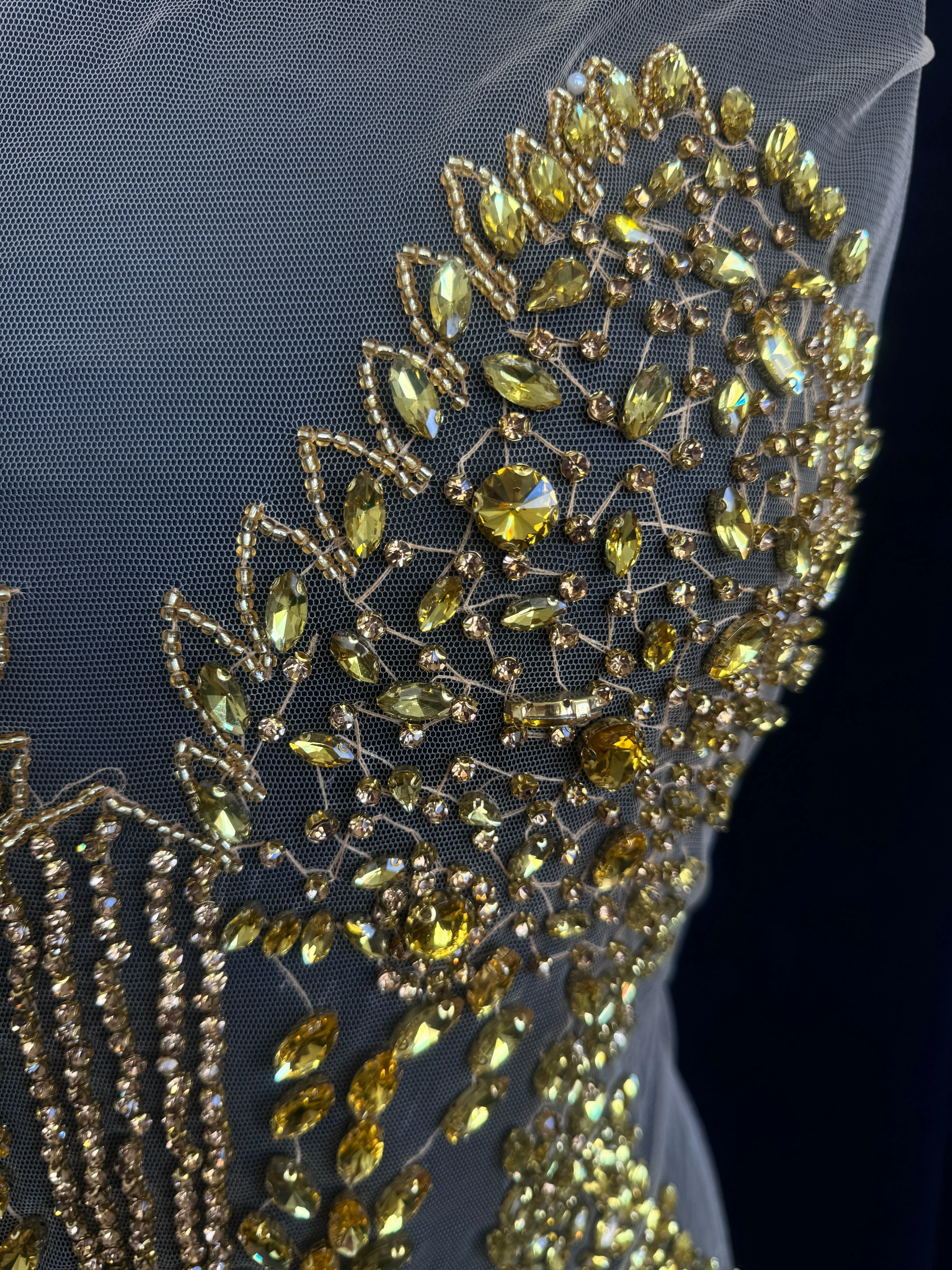 Daisy Gold Rhinestone Bodice Appliqué - Image 3
