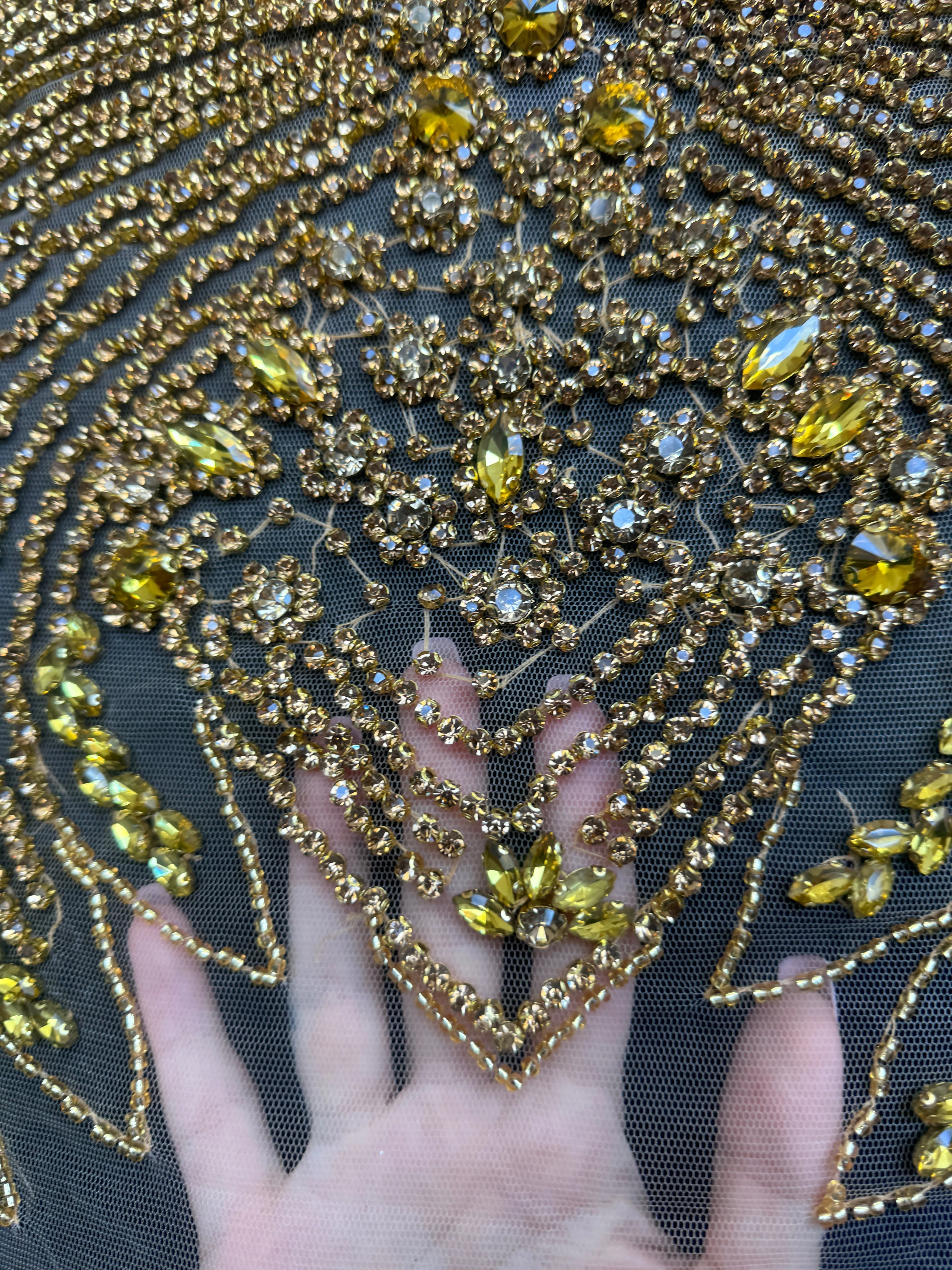 Daisy Gold Rhinestone Bodice Appliqué - Image 4