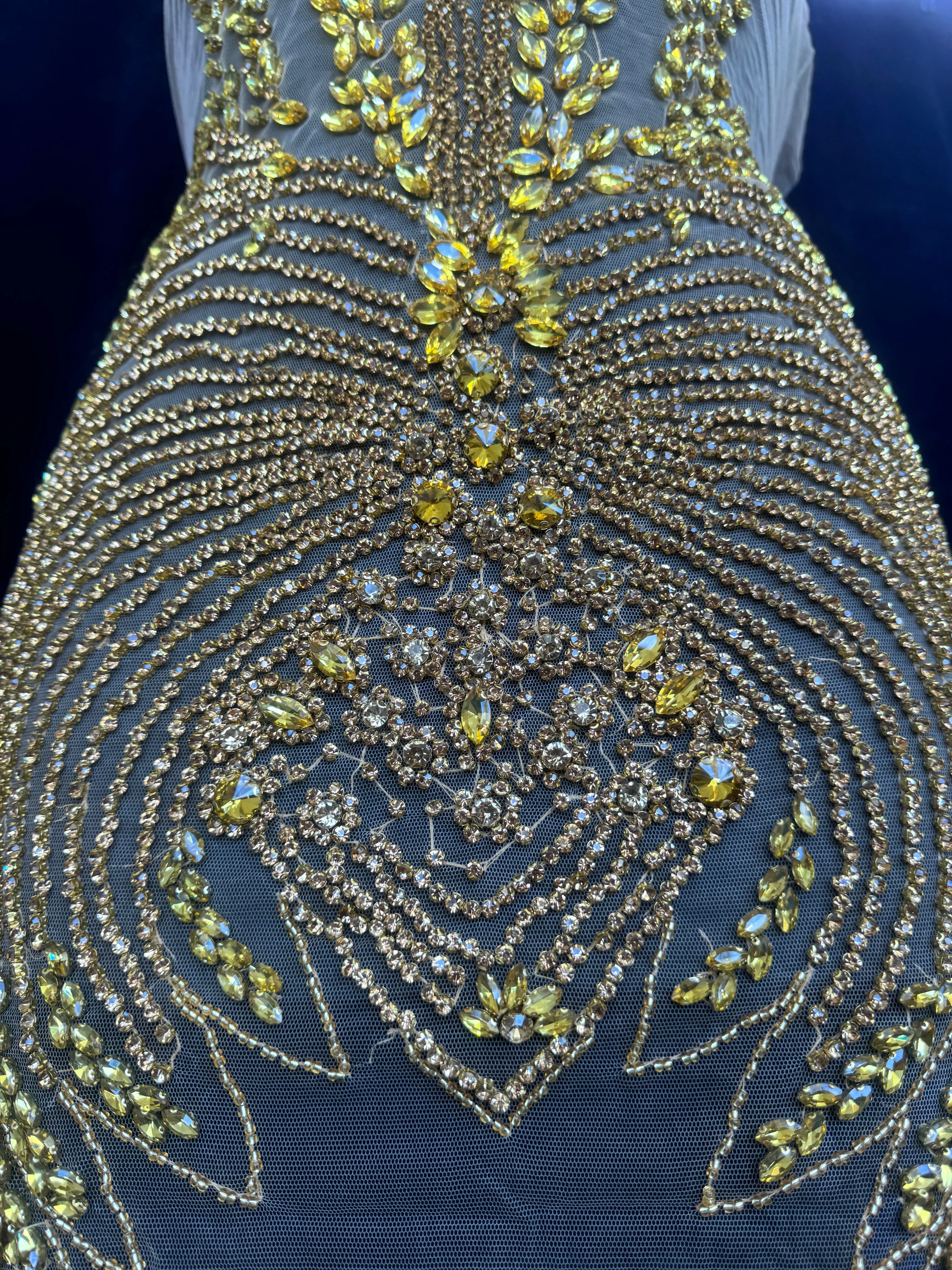Daisy Gold Rhinestone Bodice Appliqué - Image 5